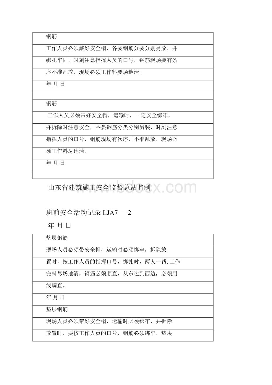 钢筋班前安全活动记录.docx_第2页