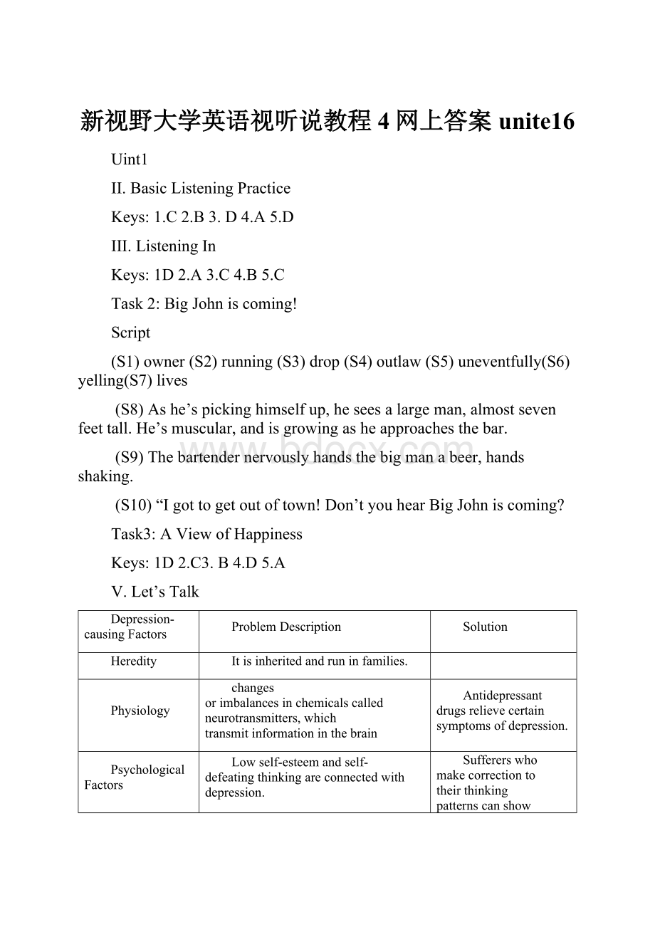 新视野大学英语视听说教程4网上答案unite16.docx_第1页