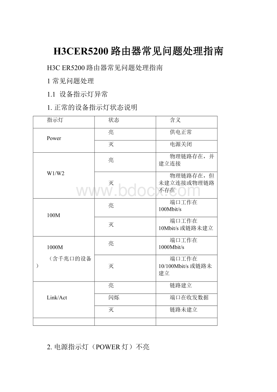 H3CER5200路由器常见问题处理指南.docx_第1页