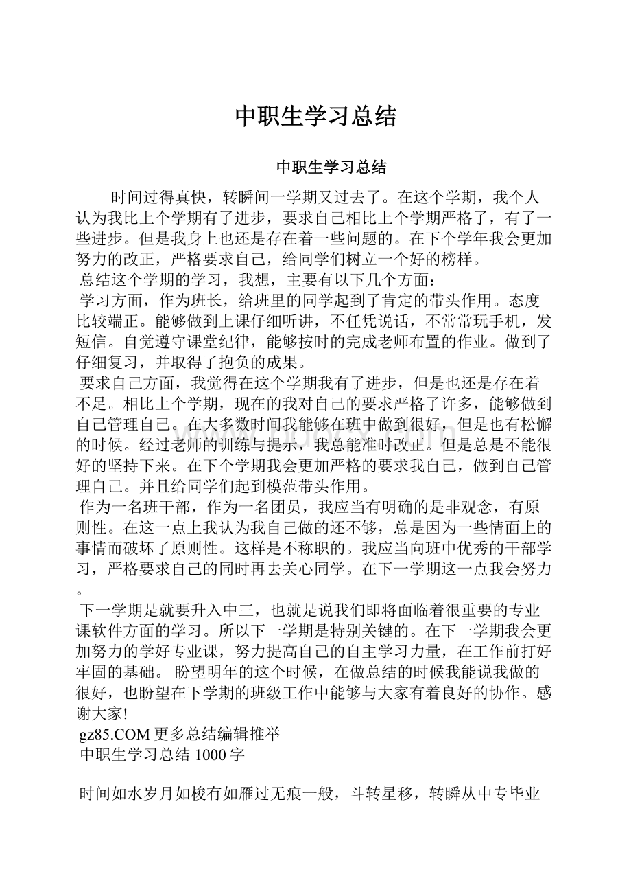 中职生学习总结.docx_第1页