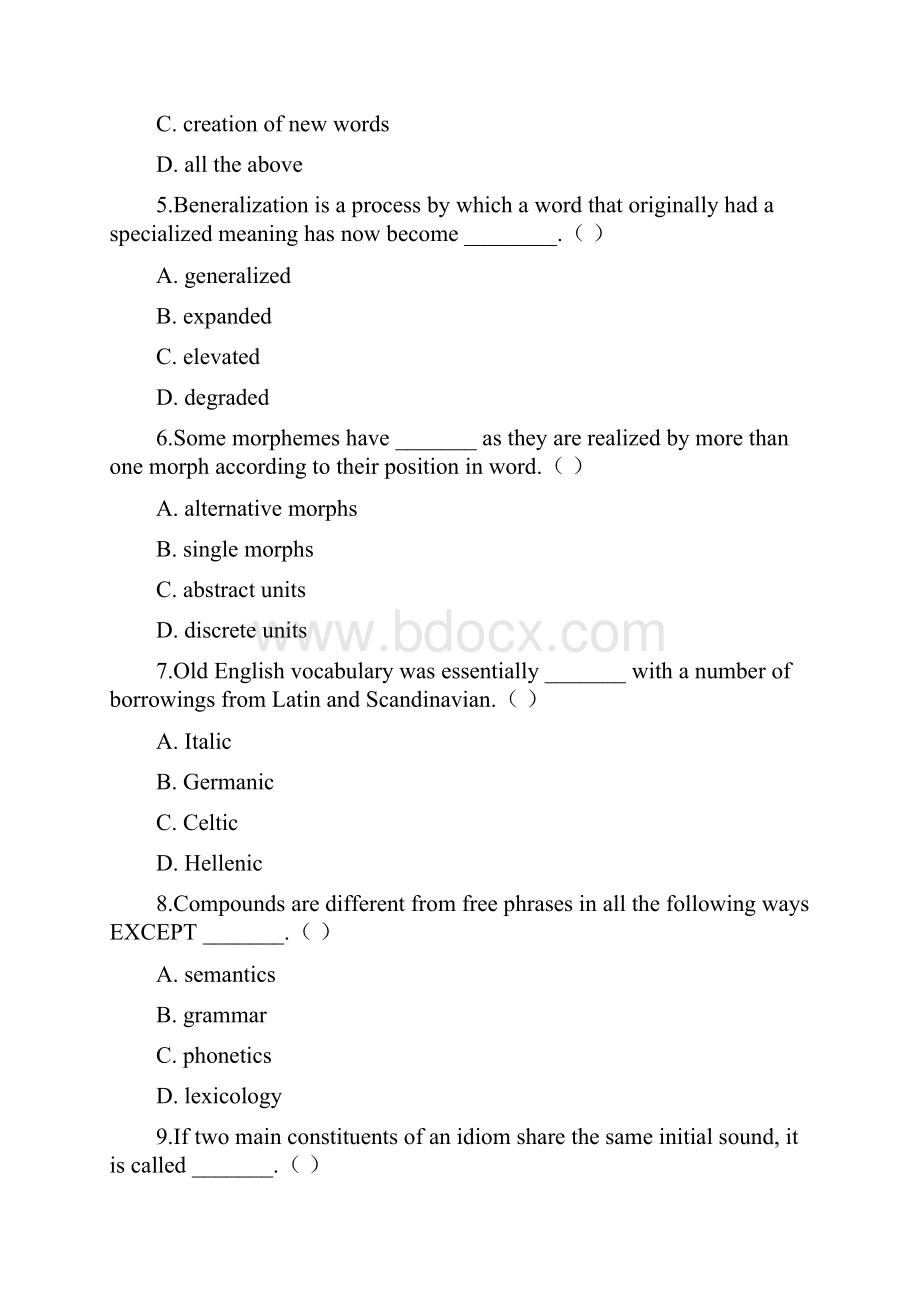 历年全国自考英语词汇学试题及参考答案doc.docx_第2页