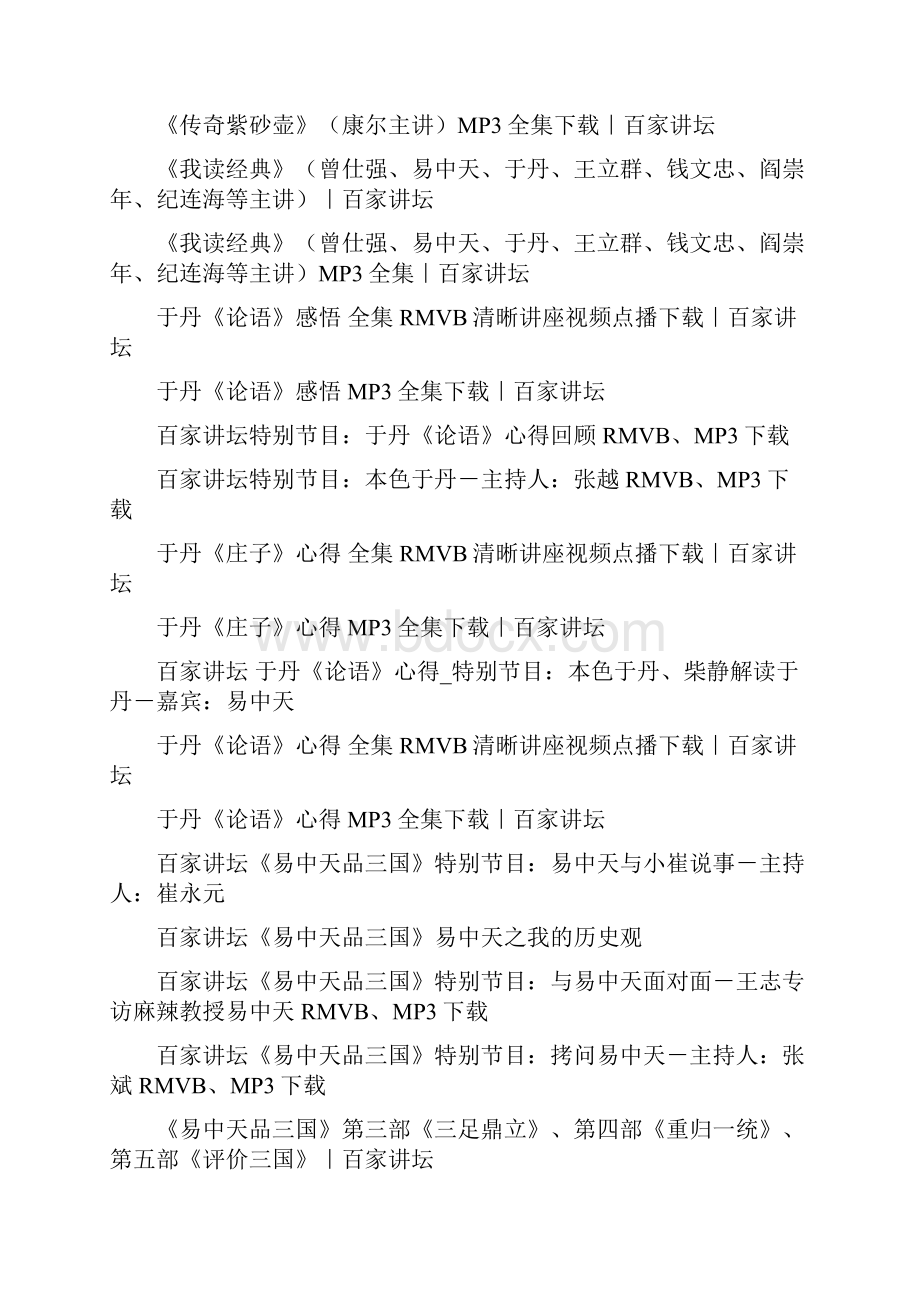 百家讲坛7年讲座全集共几千部下载链接.docx_第3页