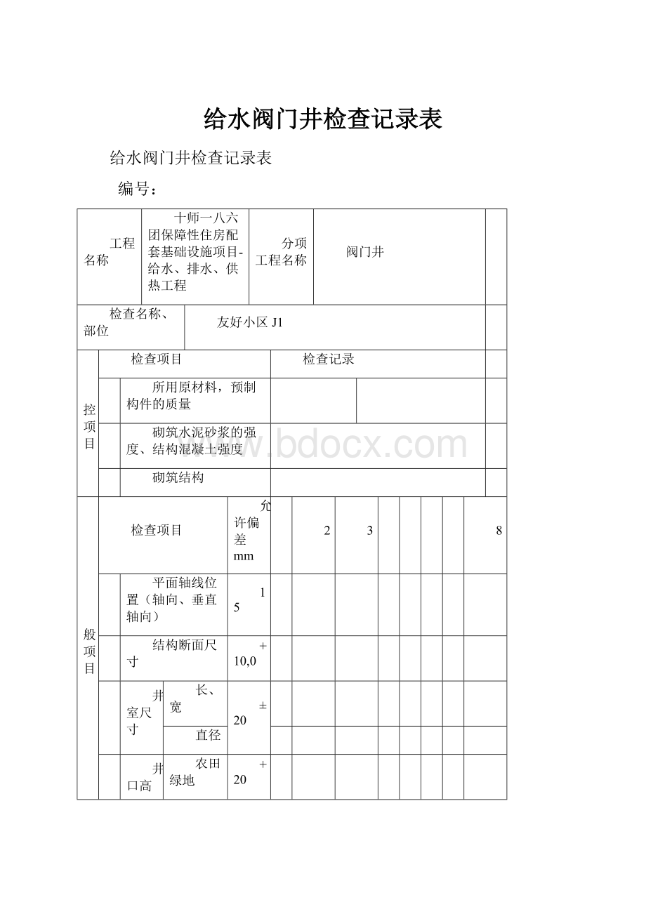 给水阀门井检查记录表.docx