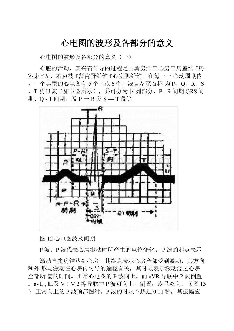 心电图的波形及各部分的意义.docx_第1页