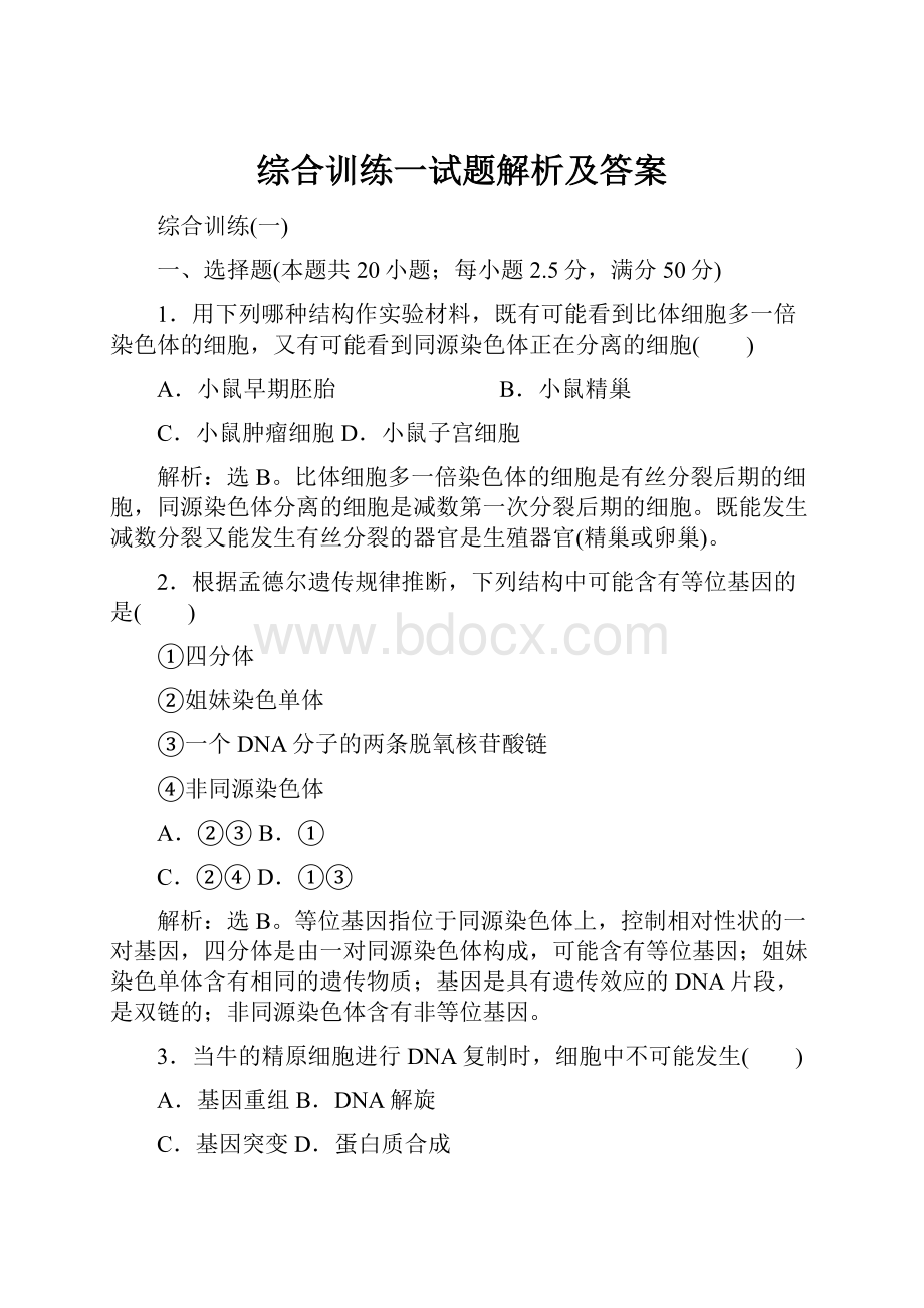 综合训练一试题解析及答案.docx_第1页