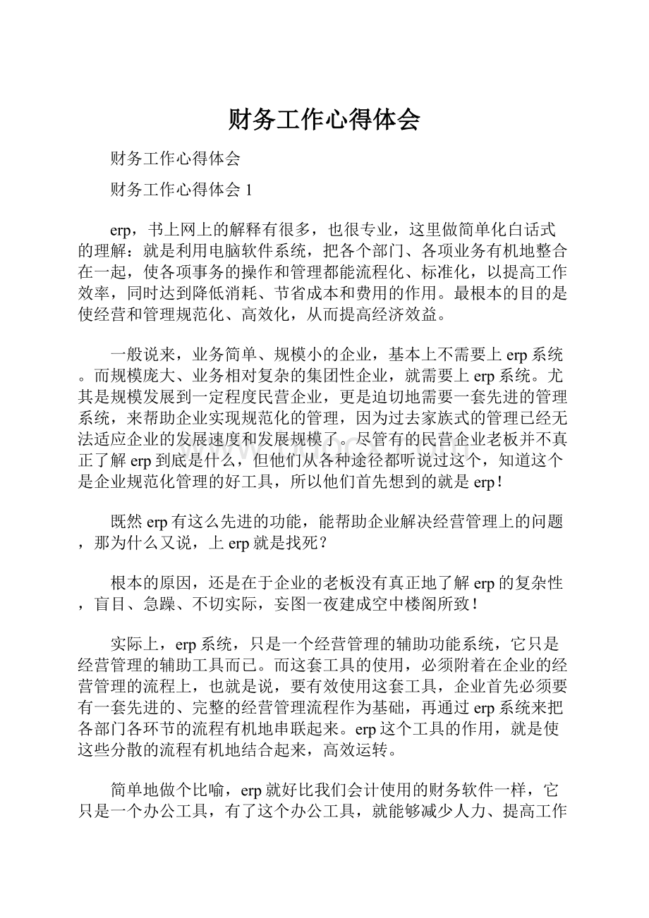 财务工作心得体会文档格式.docx