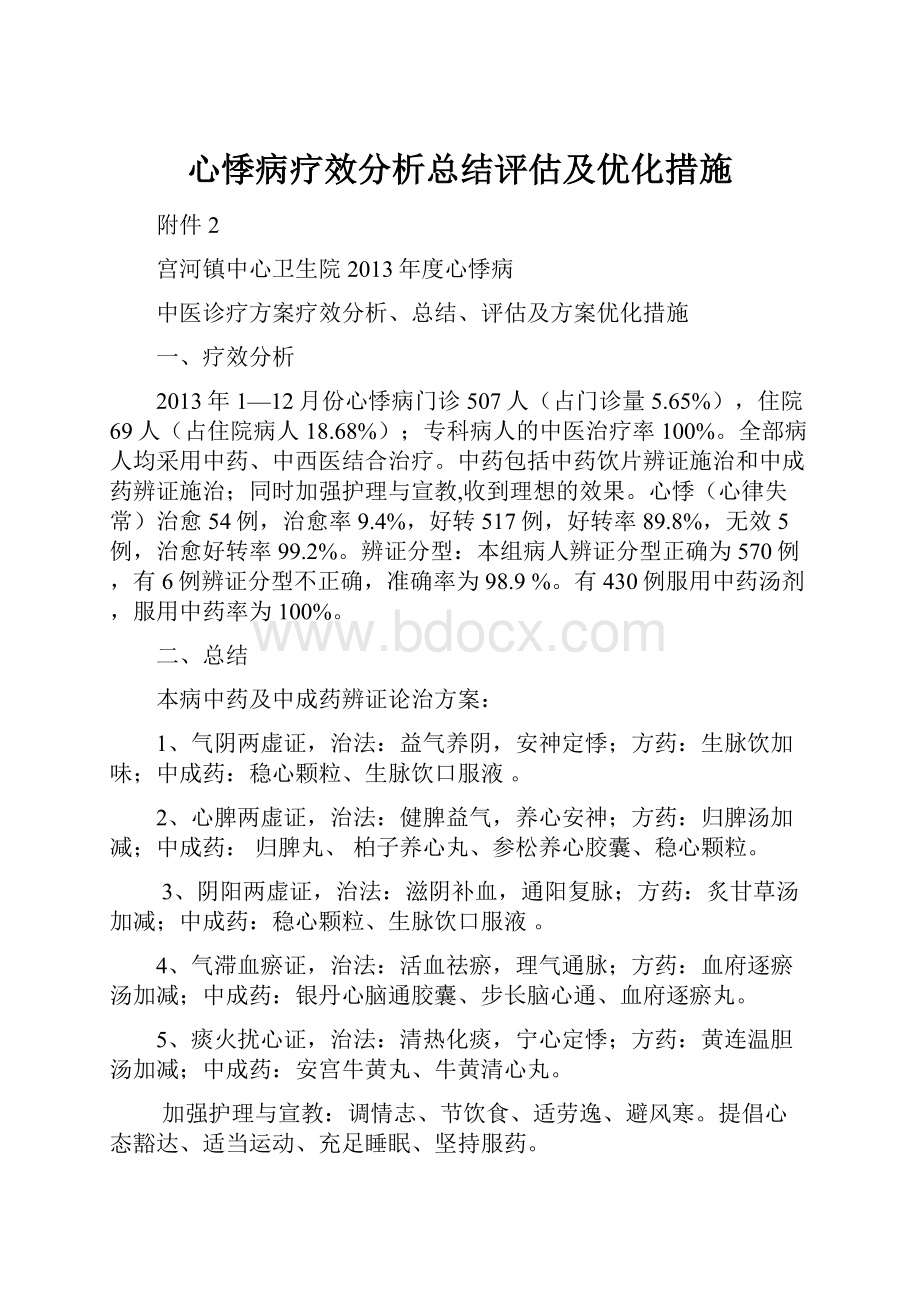 心悸病疗效分析总结评估及优化措施.docx_第1页