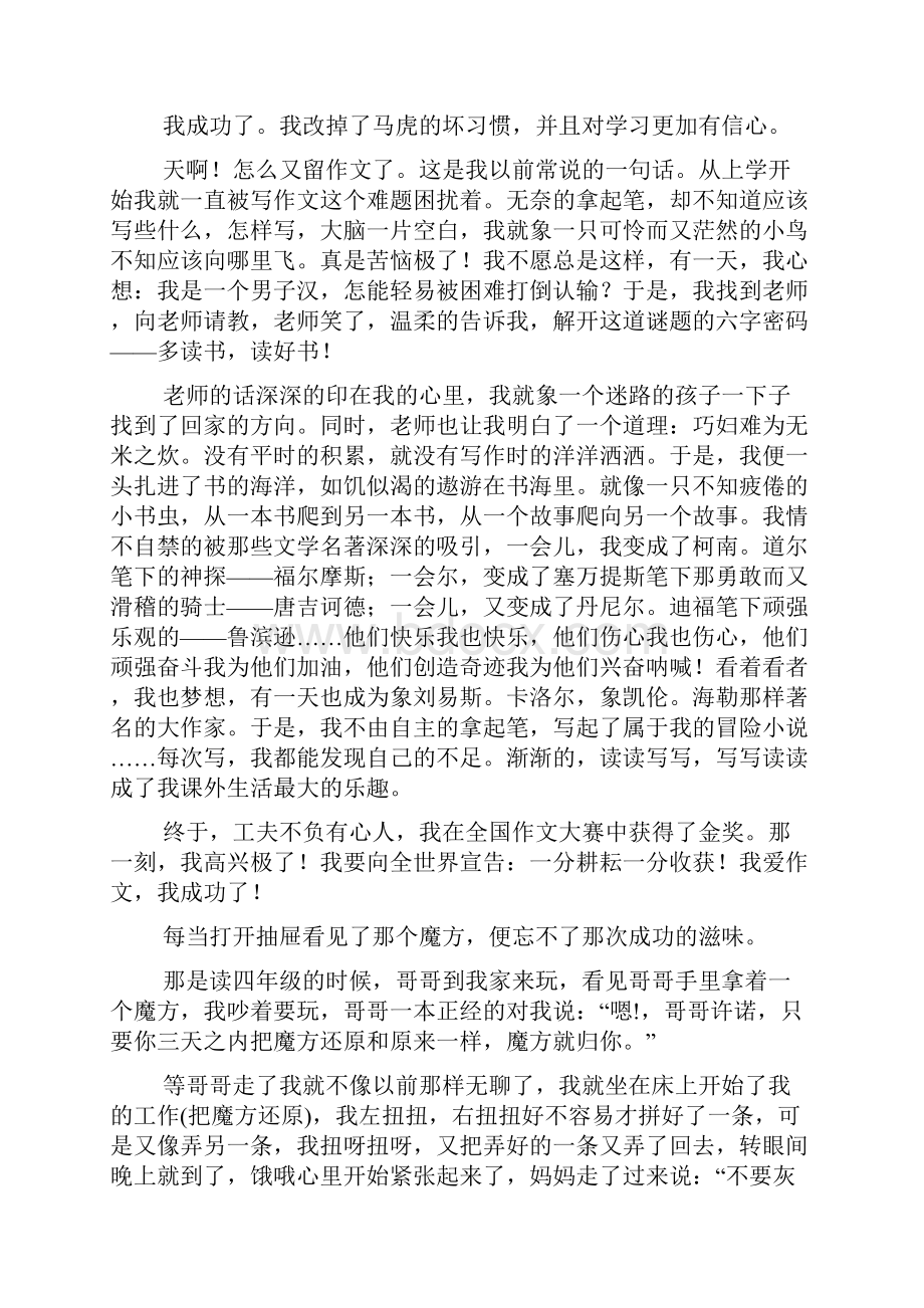 我成功了小学五年级作文9篇.docx_第2页