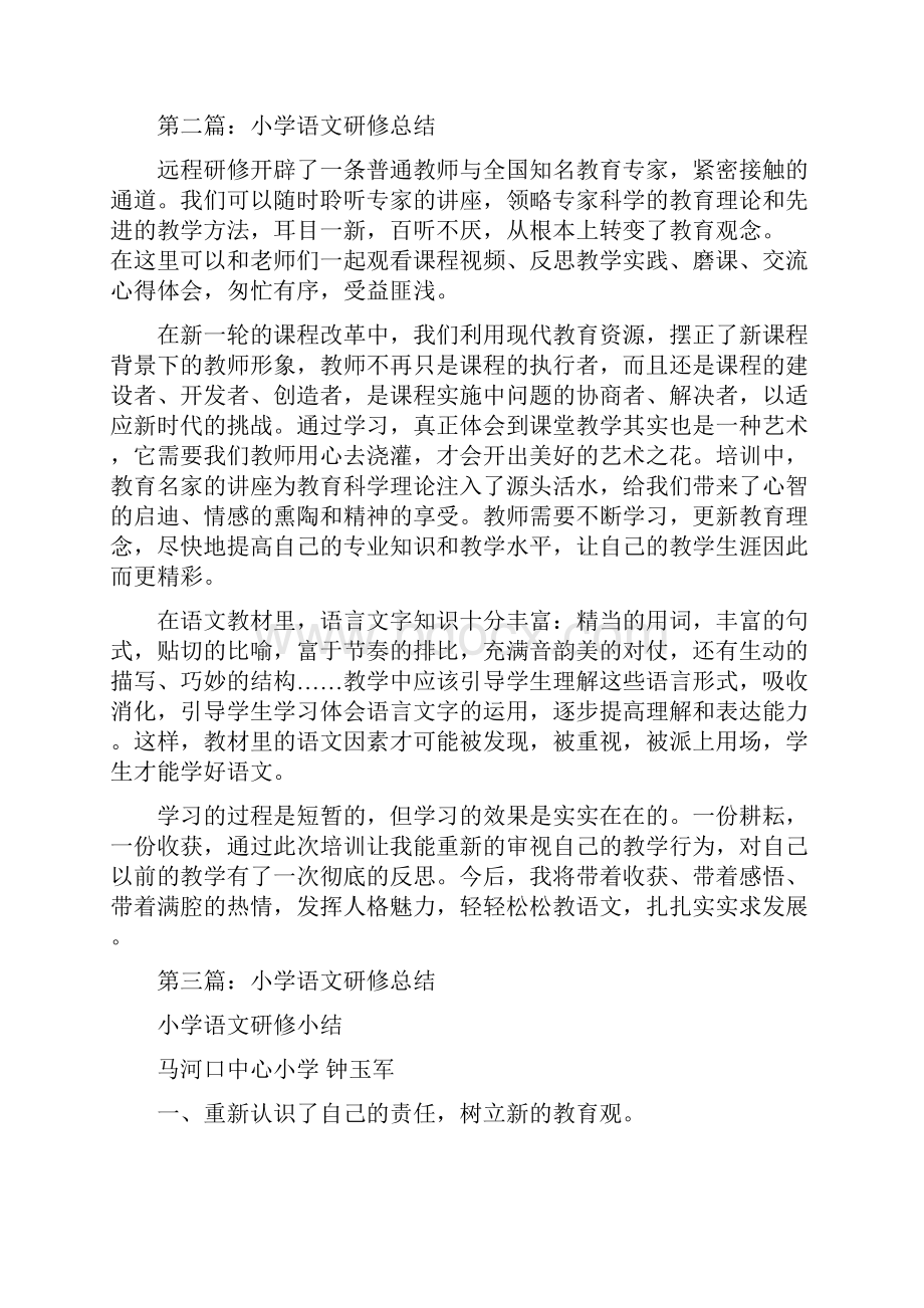 小学语文个人研修总结多篇范文.docx_第3页