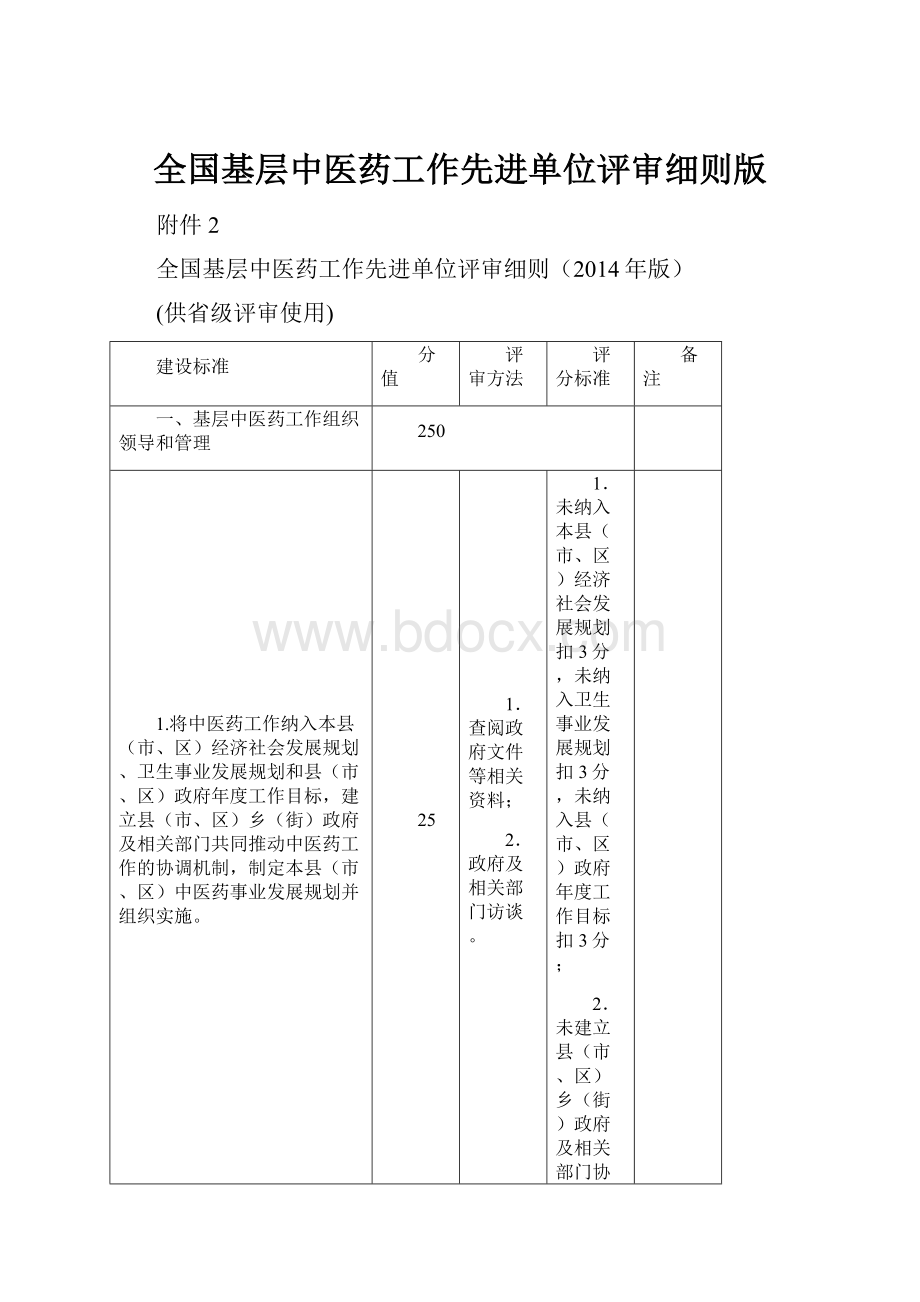 全国基层中医药工作先进单位评审细则版.docx_第1页