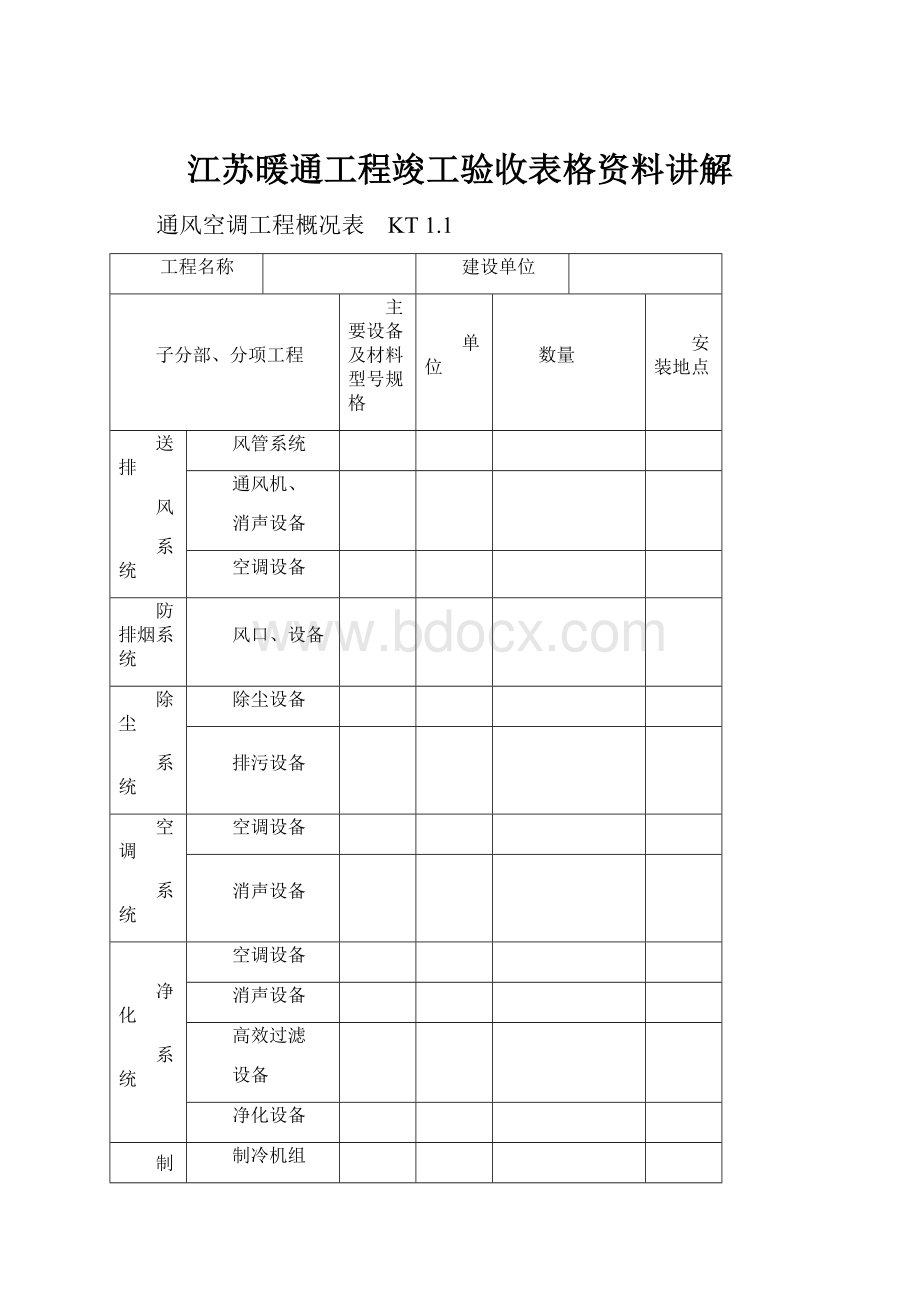 江苏暖通工程竣工验收表格资料讲解.docx