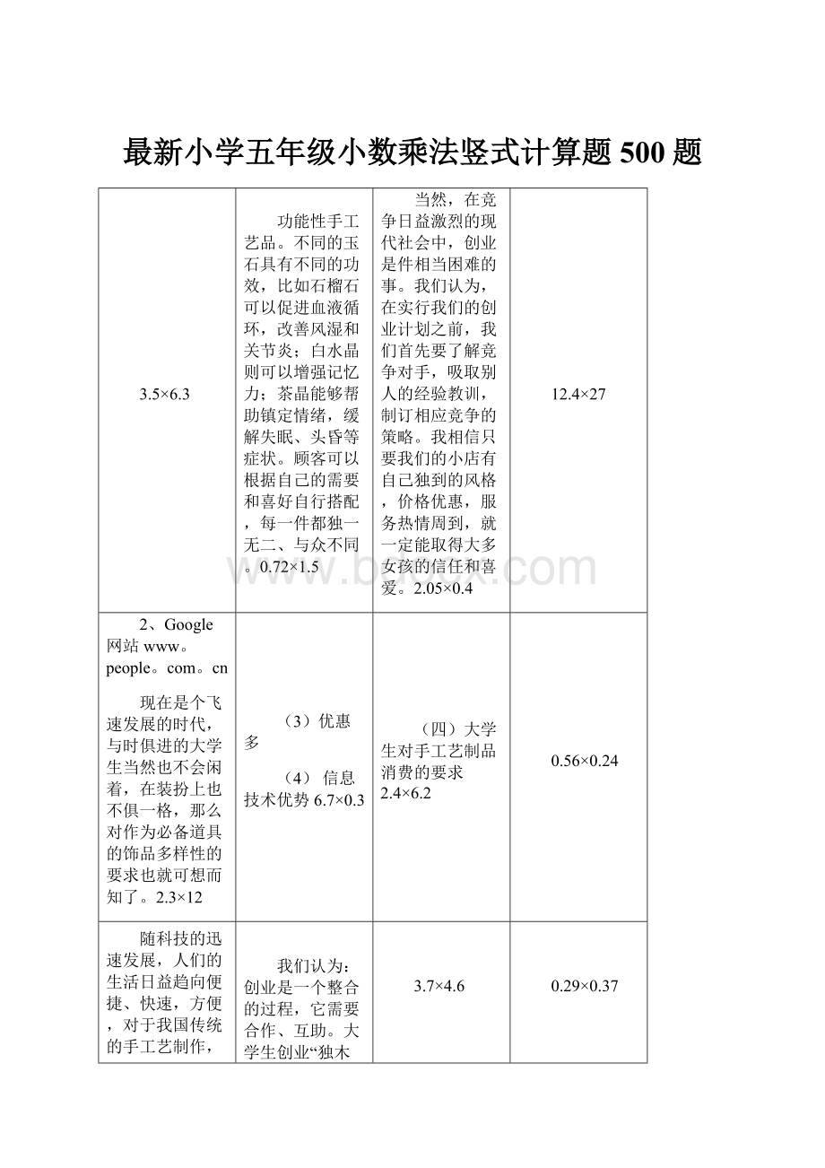 最新小学五年级小数乘法竖式计算题500题.docx_第1页