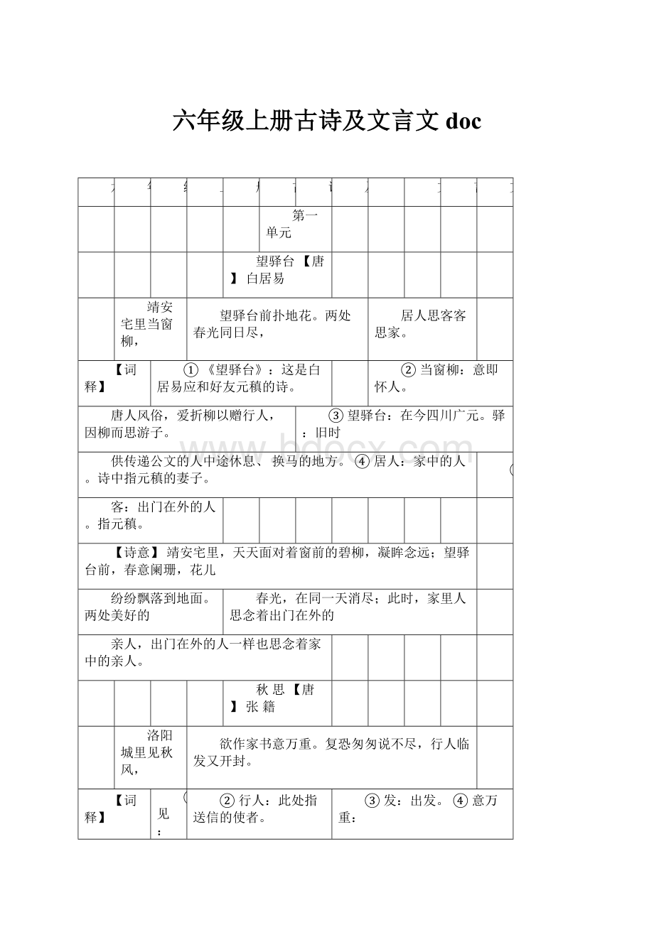 六年级上册古诗及文言文doc.docx_第1页