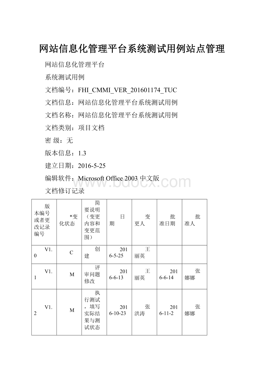 网站信息化管理平台系统测试用例站点管理.docx