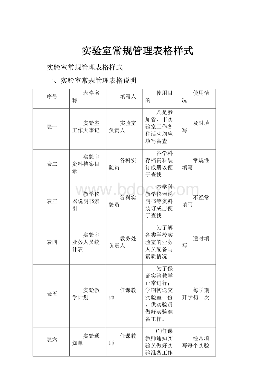 实验室常规管理表格样式.docx