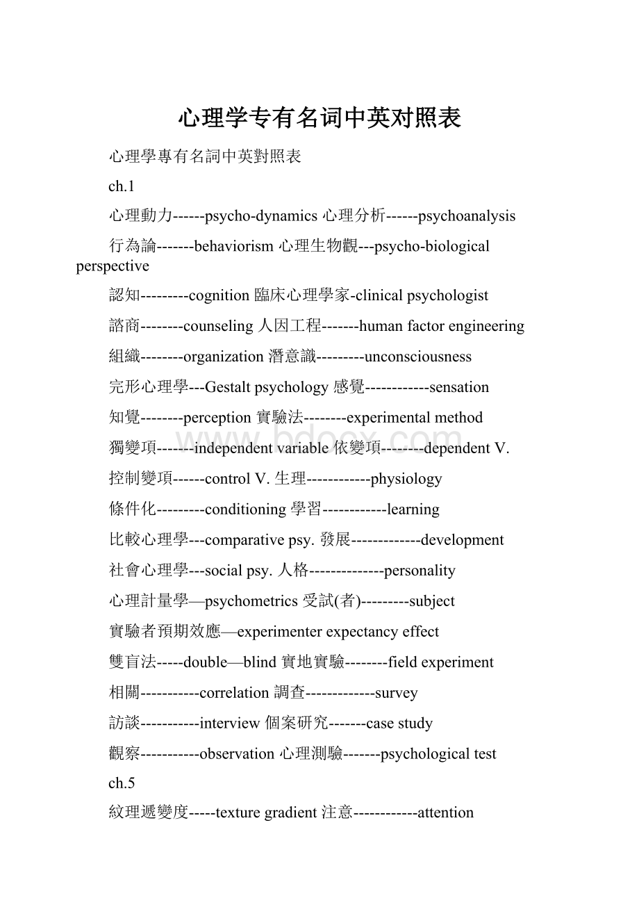 心理学专有名词中英对照表.docx_第1页