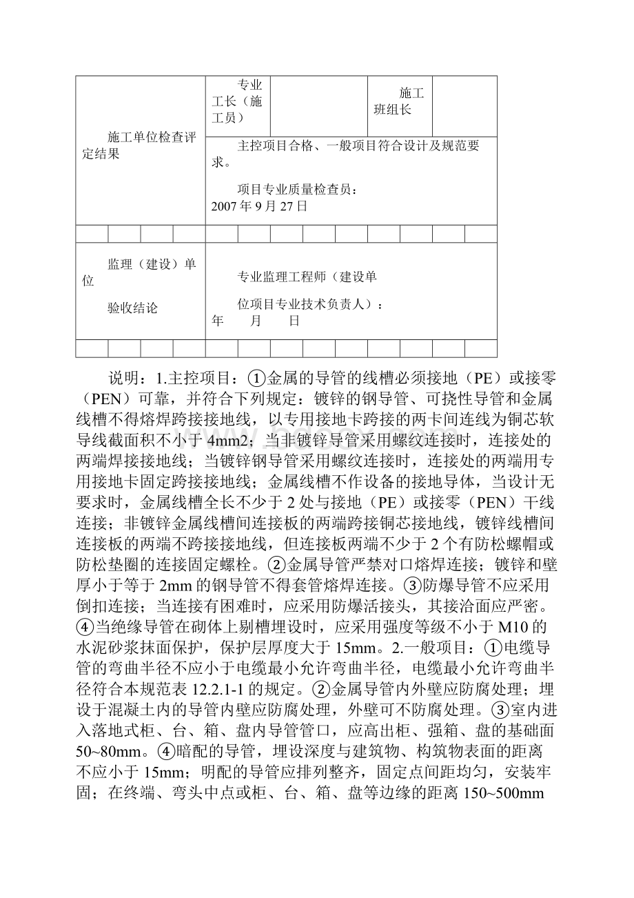 电线导管电缆导管和线槽敷设检验批质量验收记录表.docx_第3页