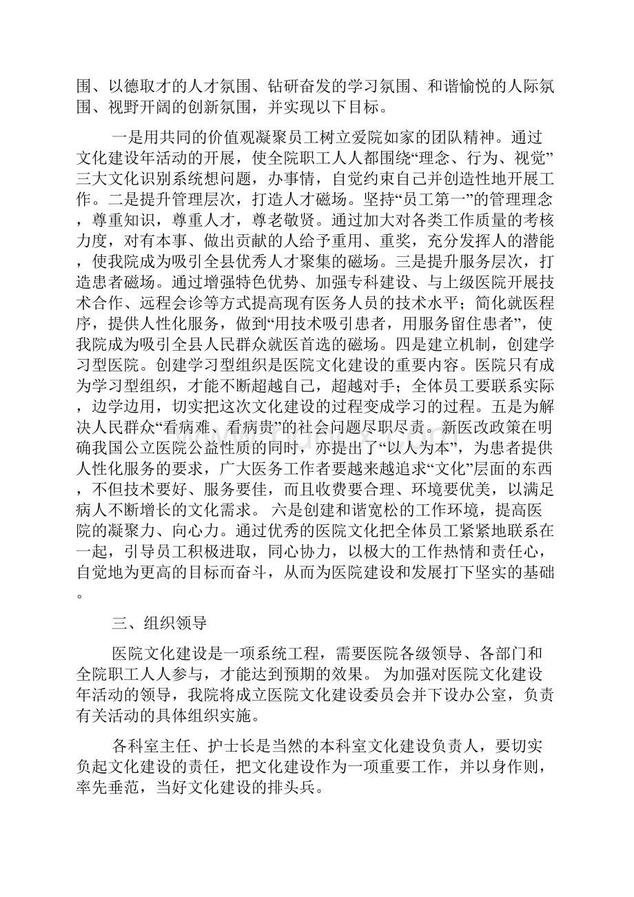 医院文化建设实施意见精选多篇.docx_第2页