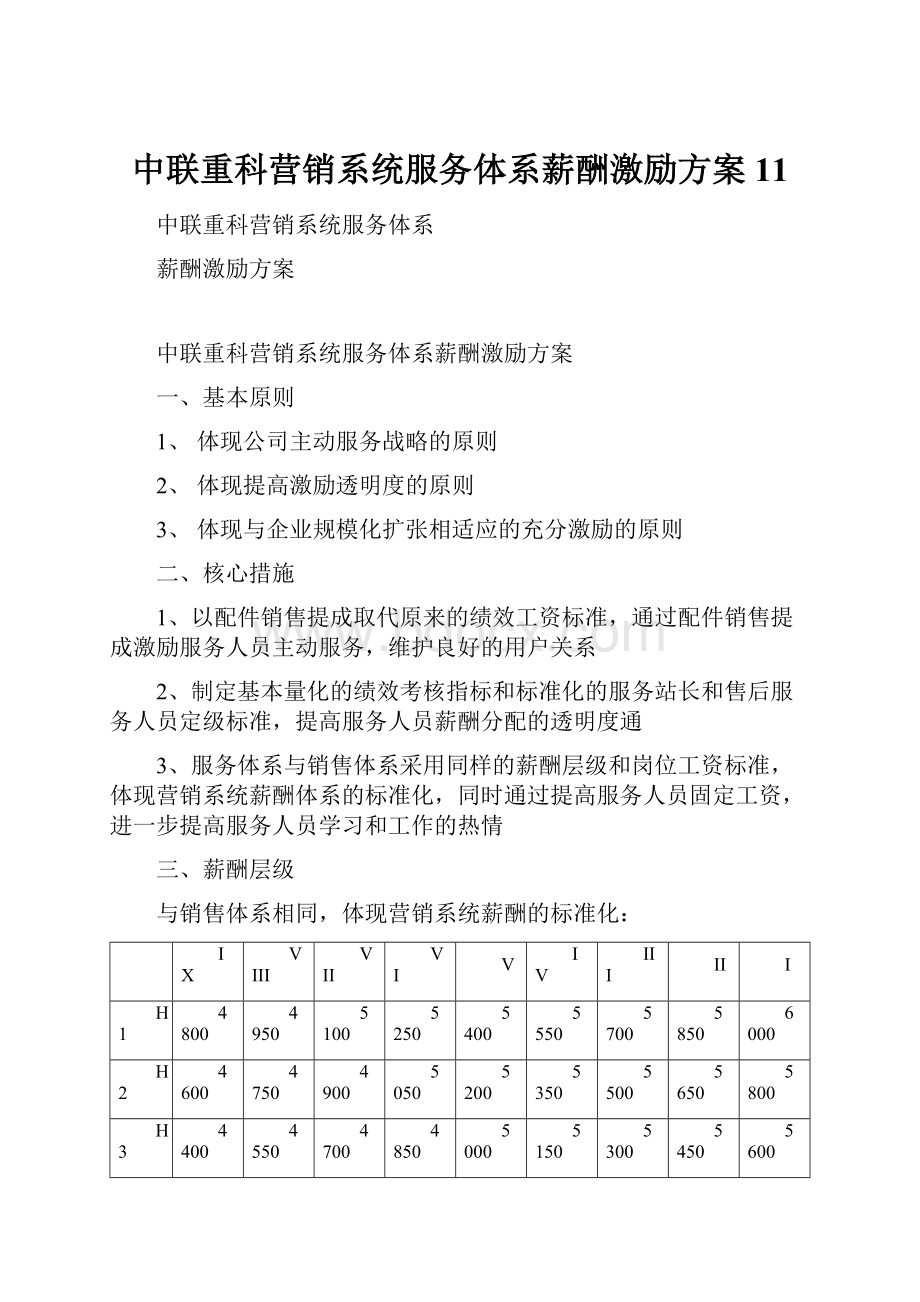 中联重科营销系统服务体系薪酬激励方案11.docx_第1页