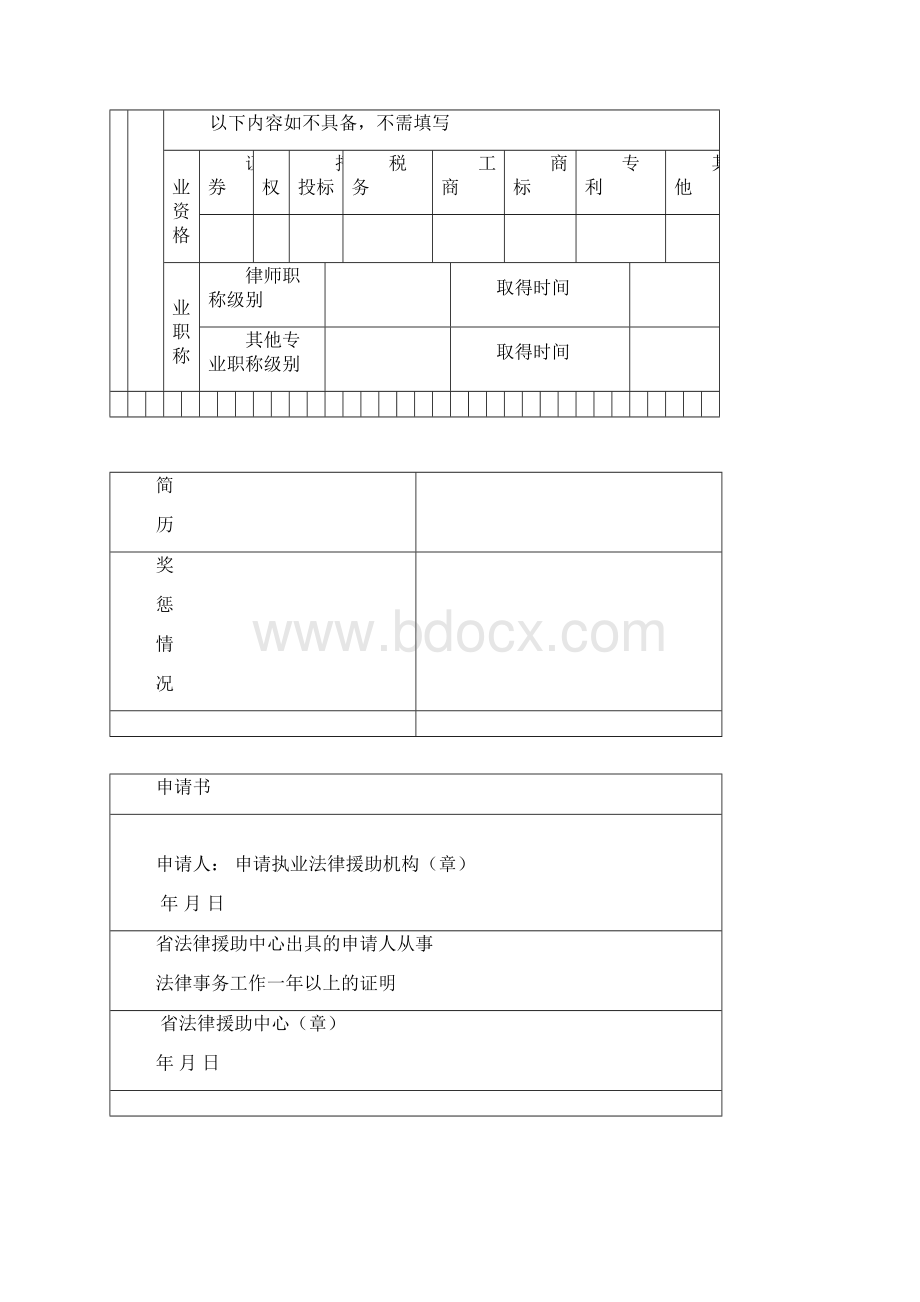 司法行政机关法律援助律师执业登记表模板.docx_第3页