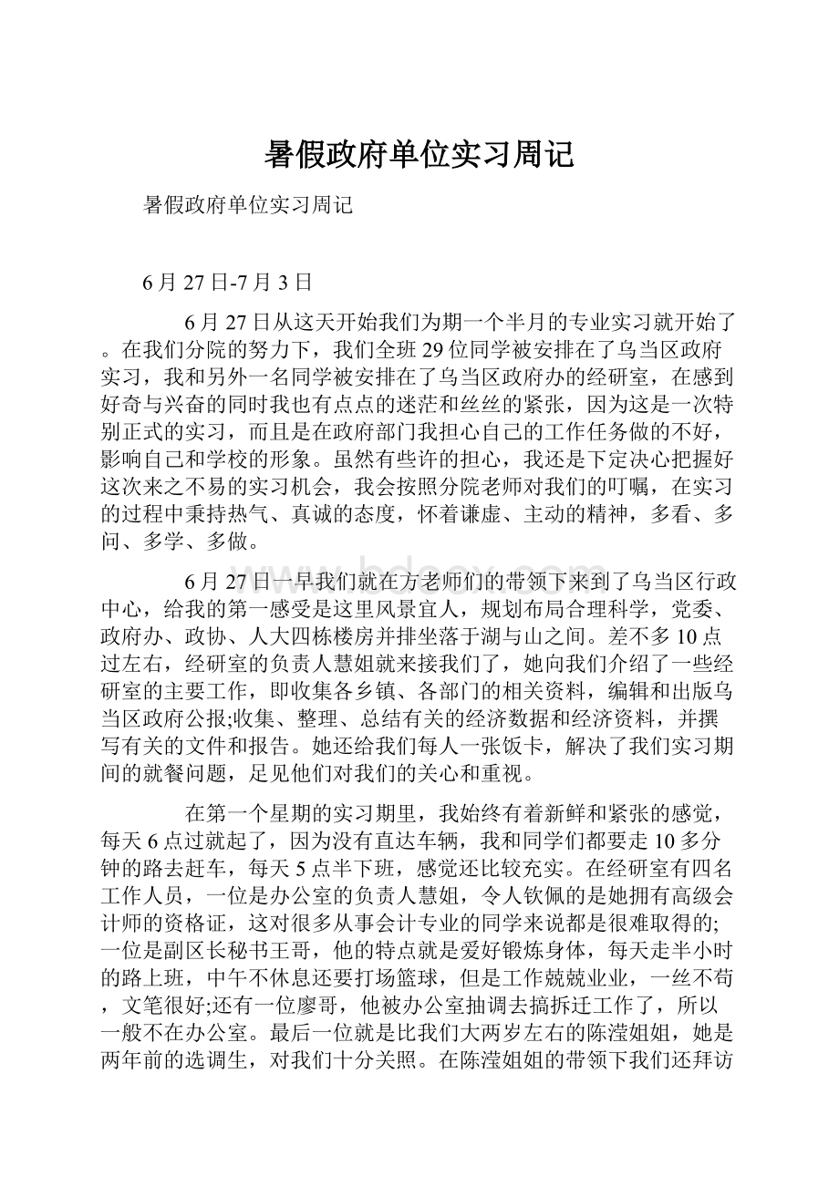 暑假政府单位实习周记.docx_第1页