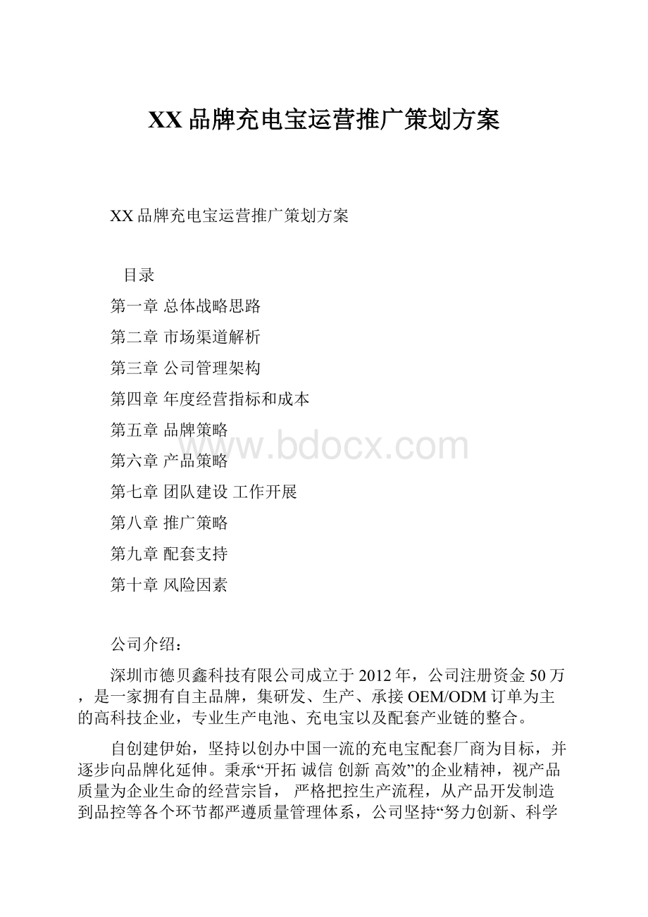 XX品牌充电宝运营推广策划方案.docx_第1页