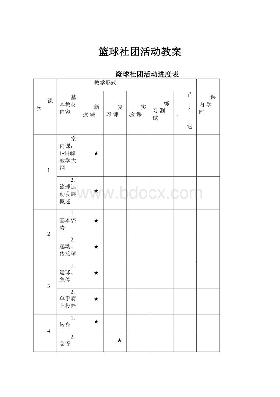 篮球社团活动教案.docx