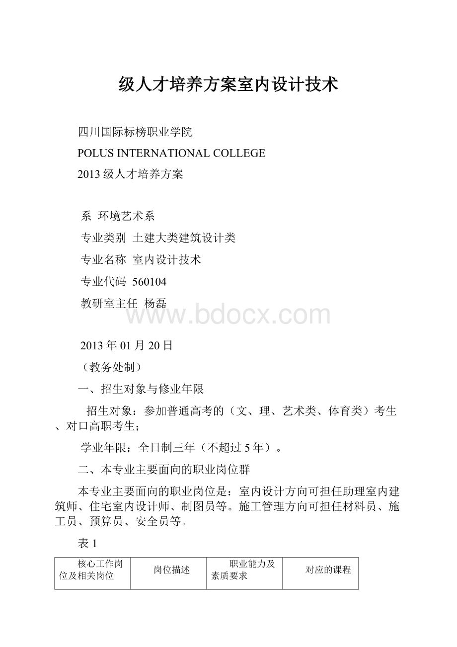 级人才培养方案室内设计技术.docx_第1页