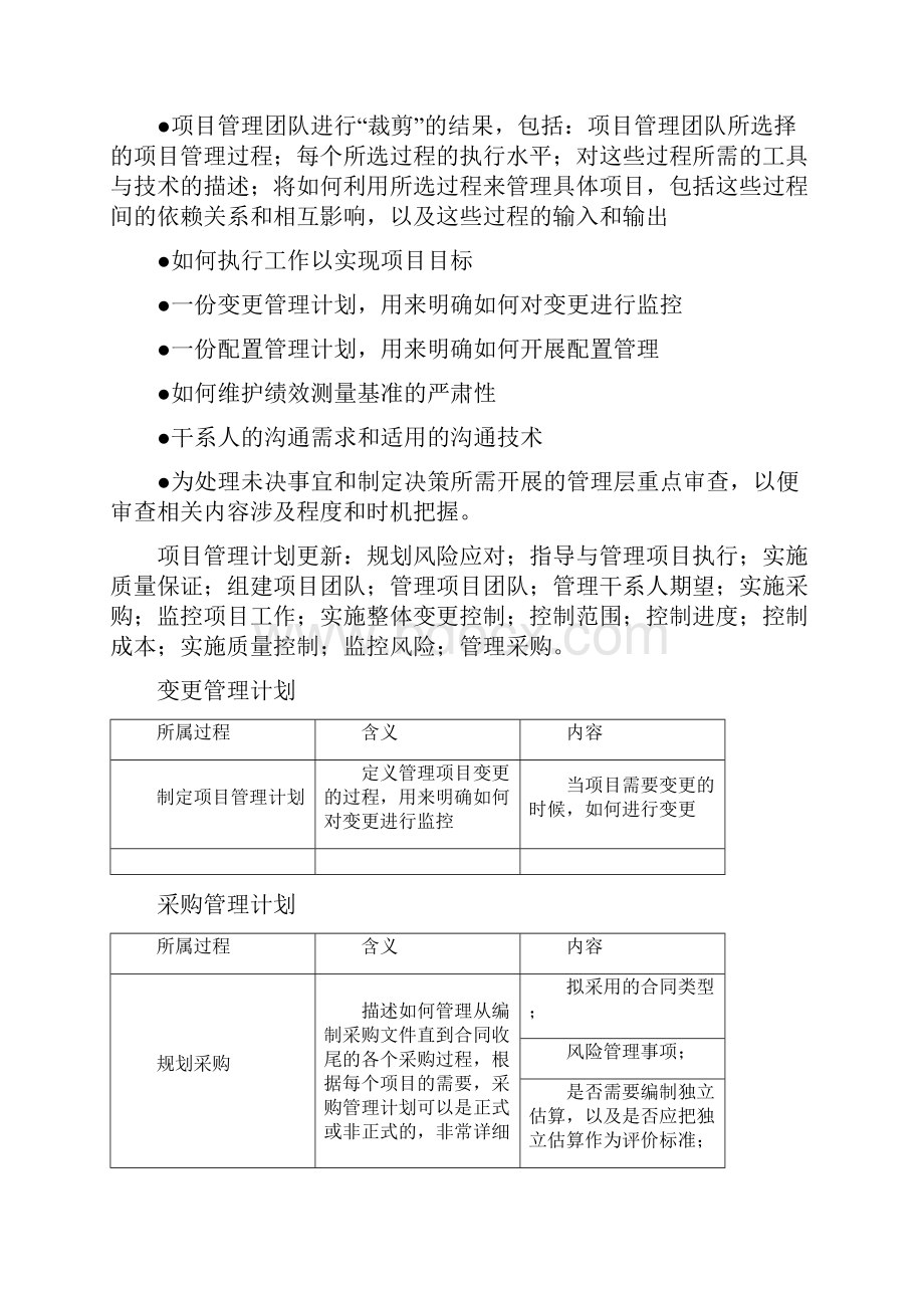 PMP项目管理计划子计划及组成部分12个子计划3个基准.docx_第2页