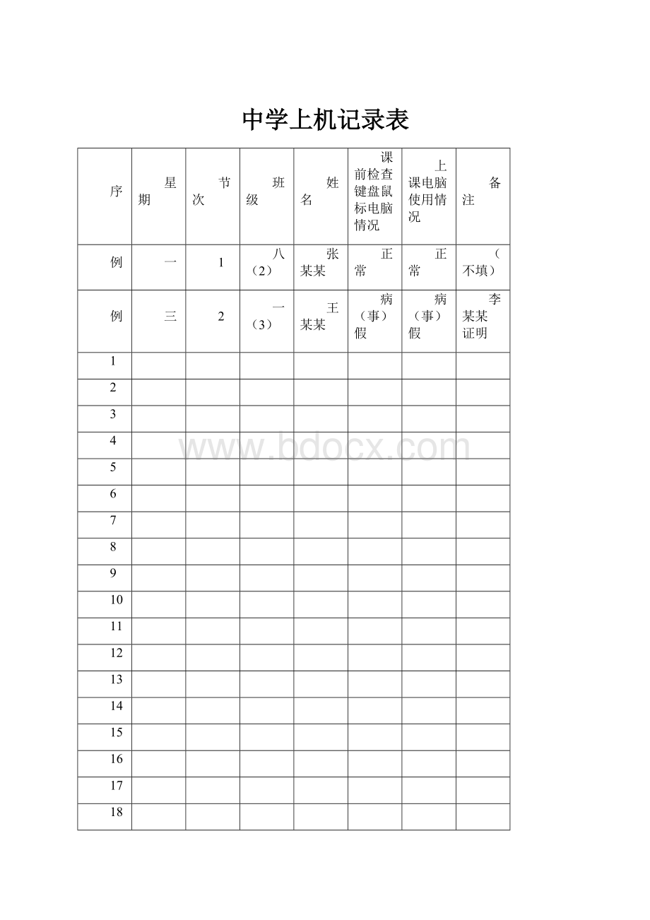 中学上机记录表.docx_第1页