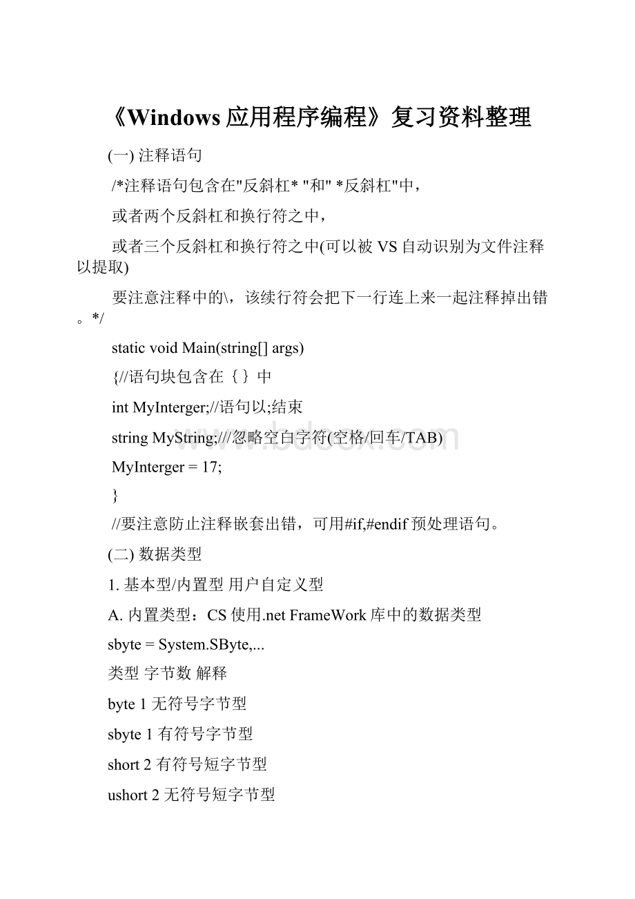 《Windows应用程序编程》复习资料整理.docx_第1页