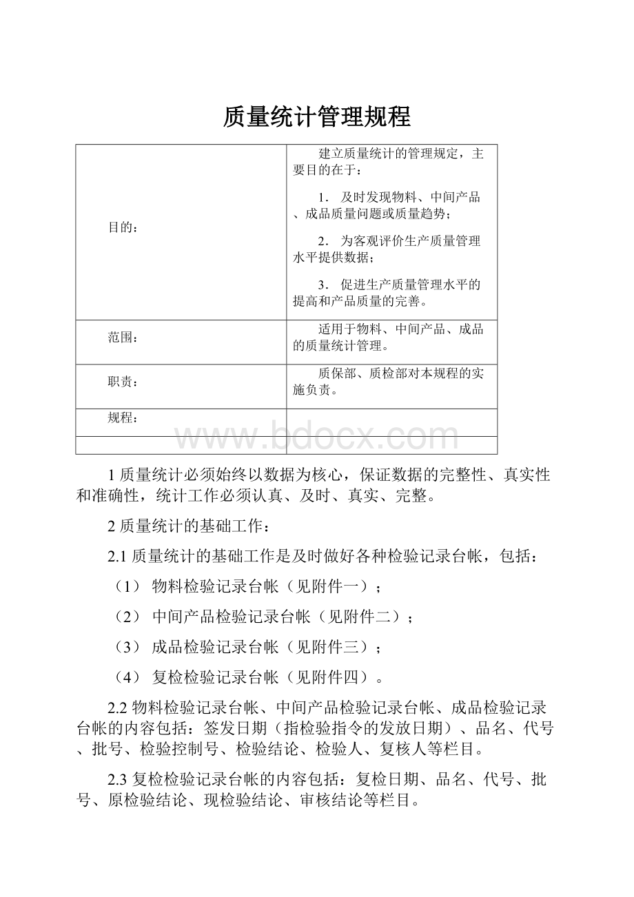 质量统计管理规程.docx_第1页