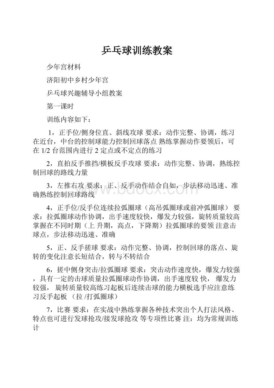 乒乓球训练教案.docx_第1页