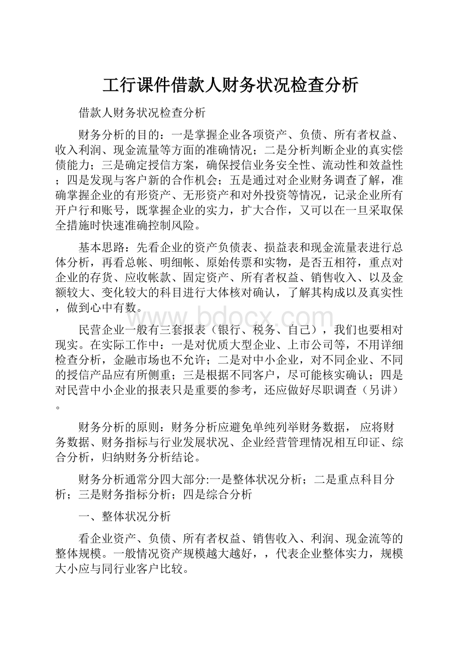 工行课件借款人财务状况检查分析.docx