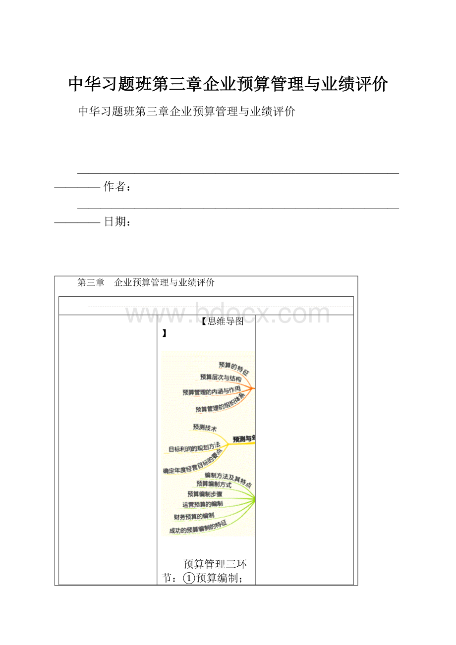 中华习题班第三章企业预算管理与业绩评价.docx_第1页