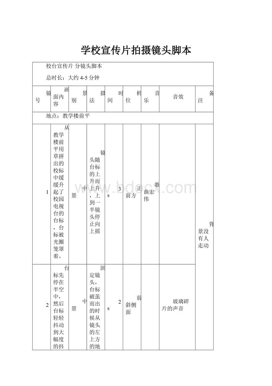 学校宣传片拍摄镜头脚本.docx