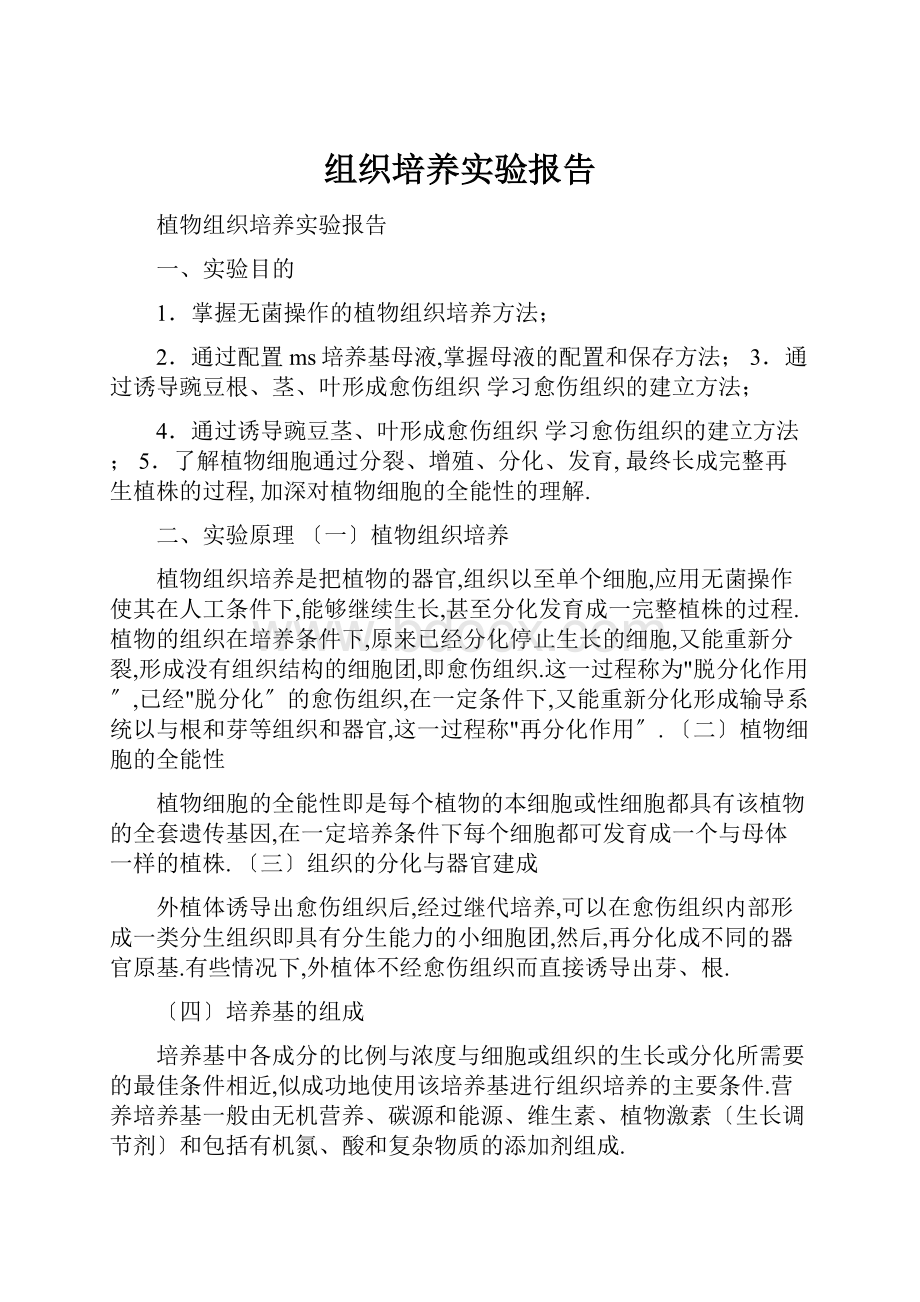 组织培养实验报告.docx