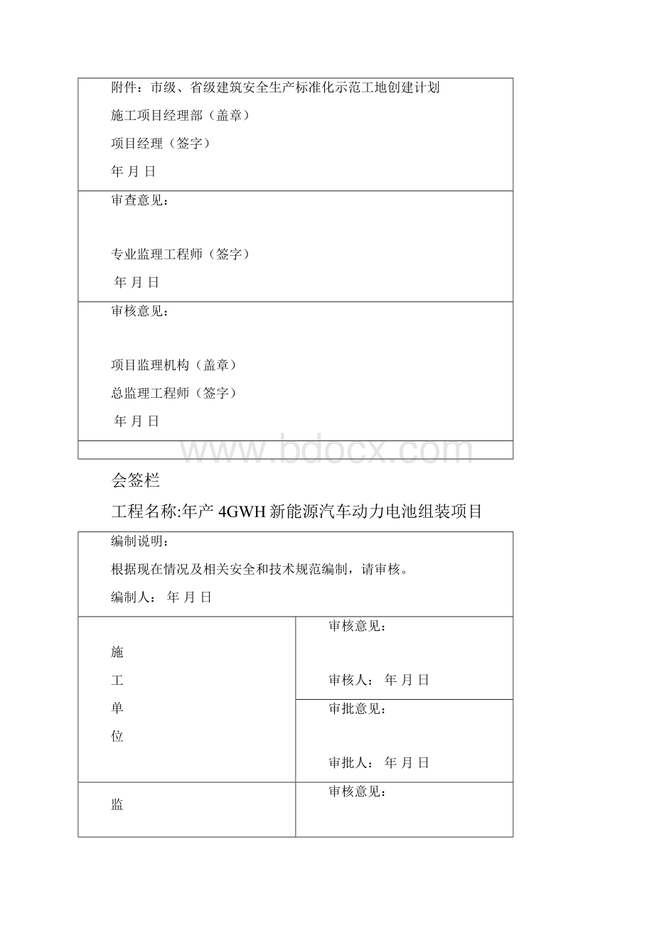 年产4GWH新能源汽车动力电池组装项目安全生产标准化示范工地创建项目申报材料.docx_第2页