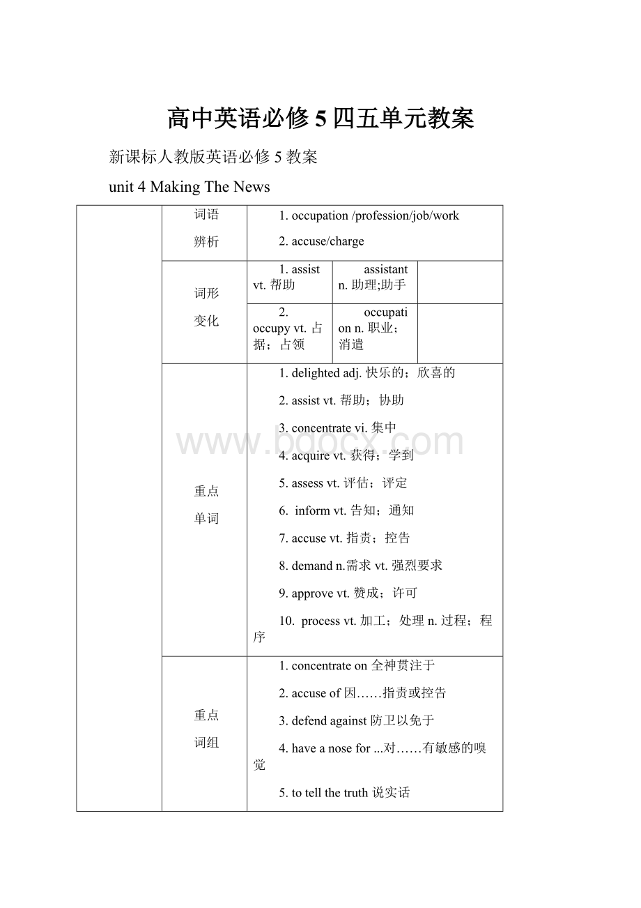 高中英语必修5四五单元教案.docx