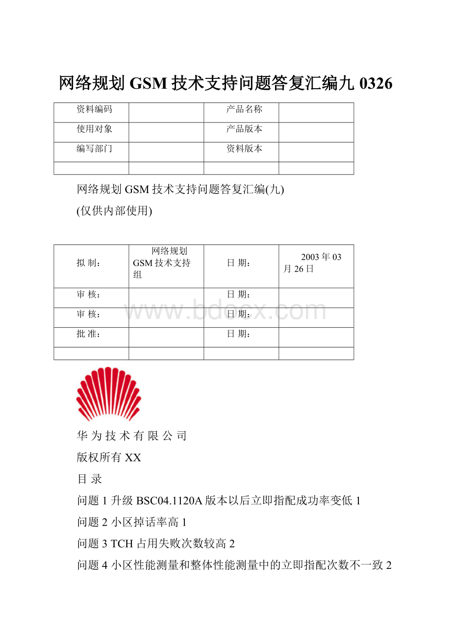 网络规划GSM技术支持问题答复汇编九0326.docx_第1页