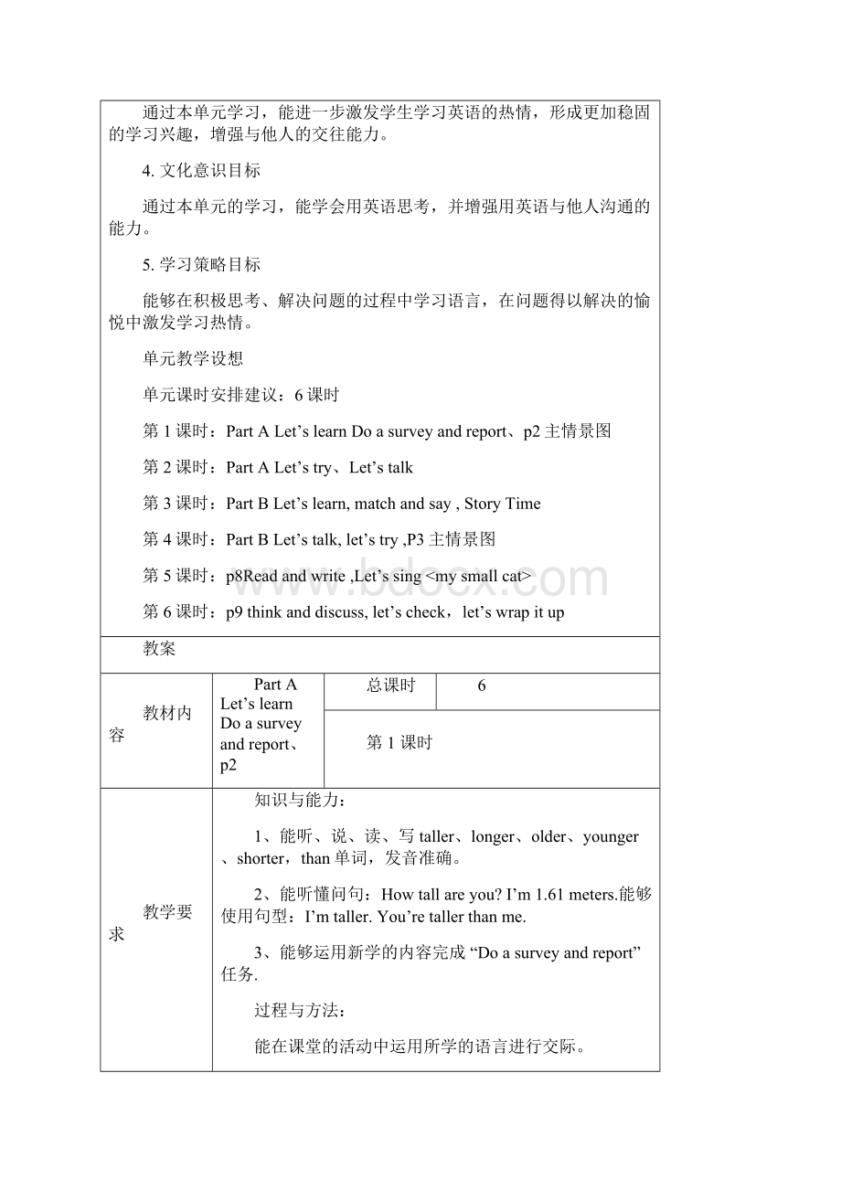 新Pep小学英语六年级下册Howtallareyou单元教案.docx_第2页