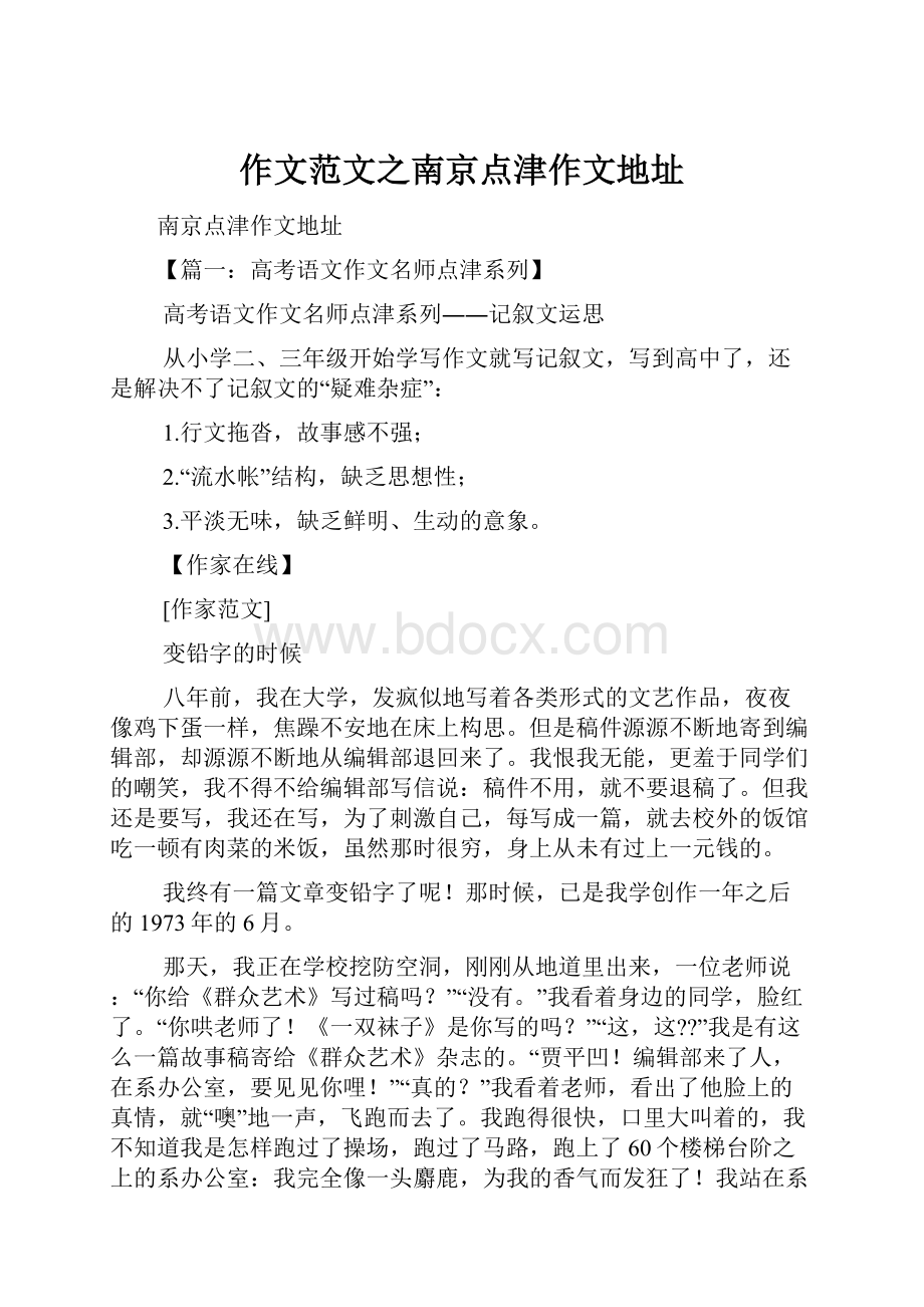 作文范文之南京点津作文地址.docx