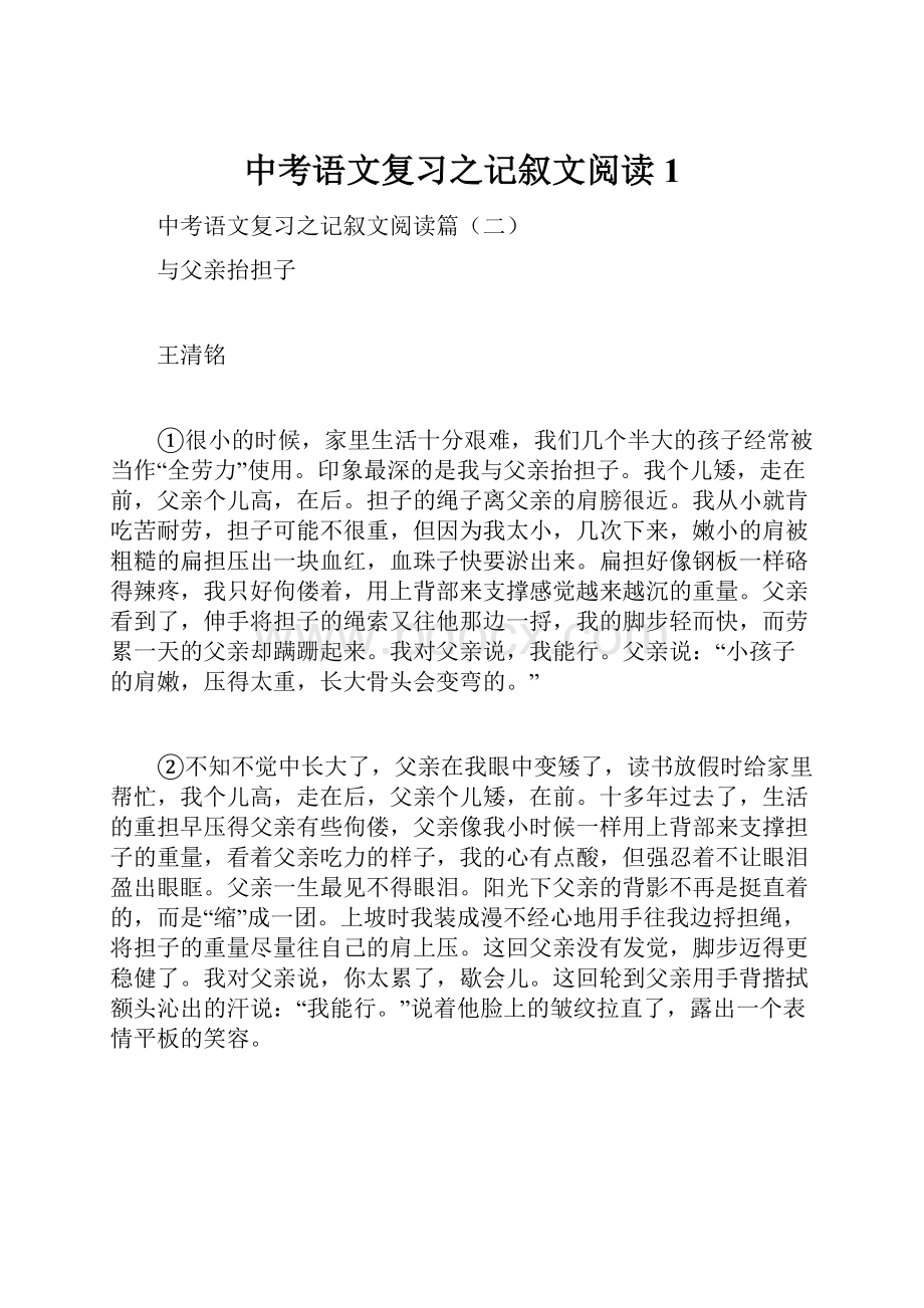 中考语文复习之记叙文阅读1.docx