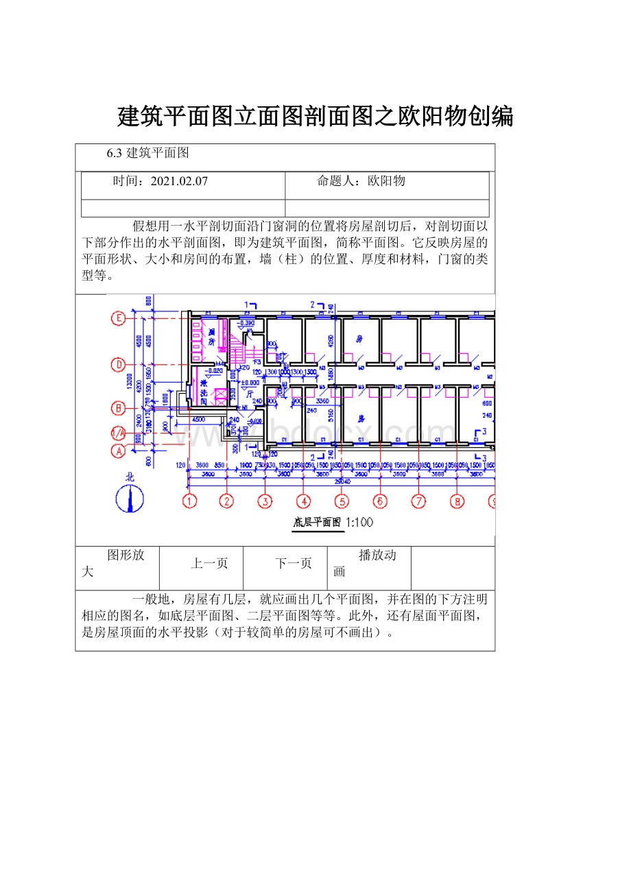 建筑平面图立面图剖面图之欧阳物创编.docx