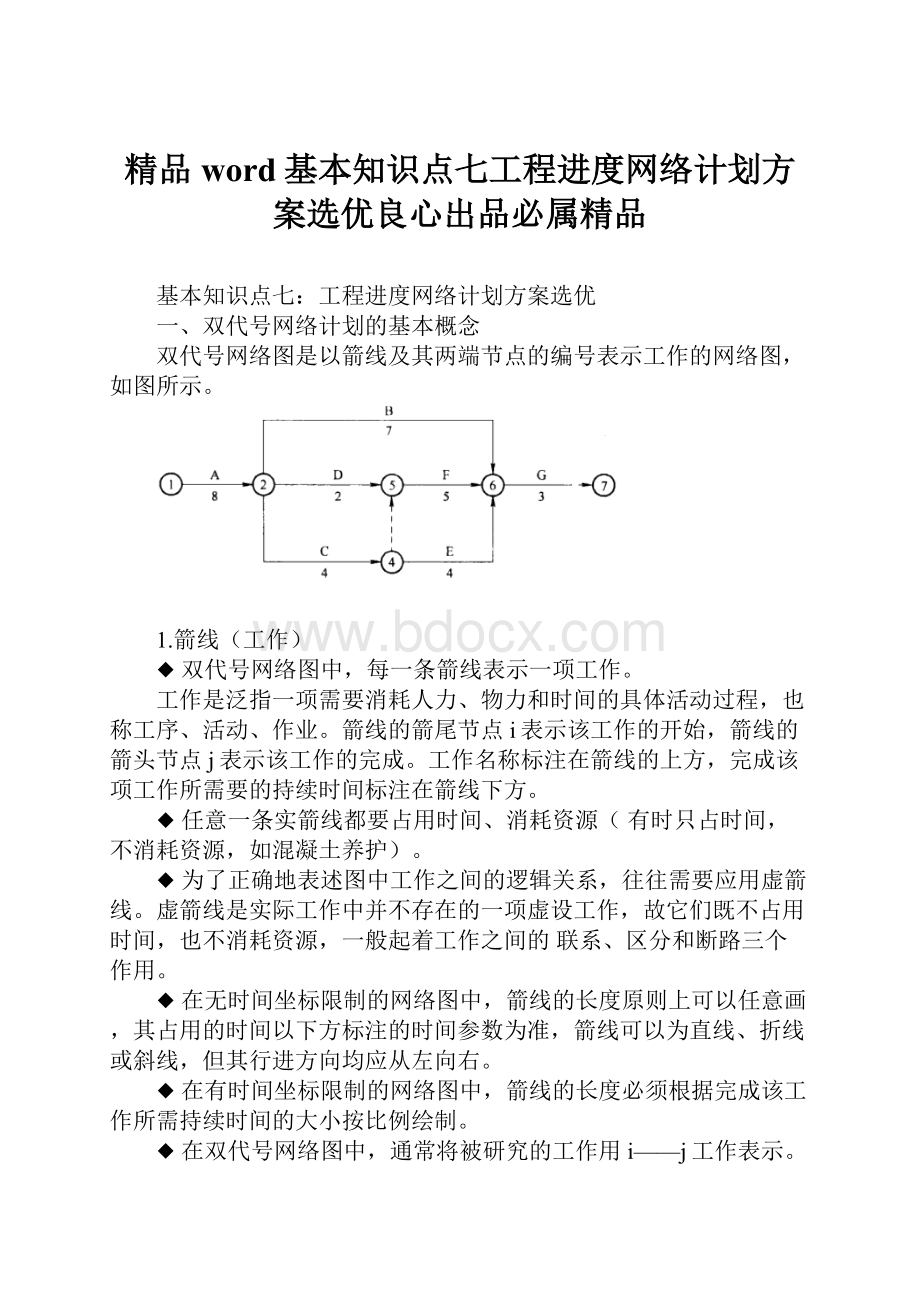 精品word基本知识点七工程进度网络计划方案选优良心出品必属精品.docx_第1页