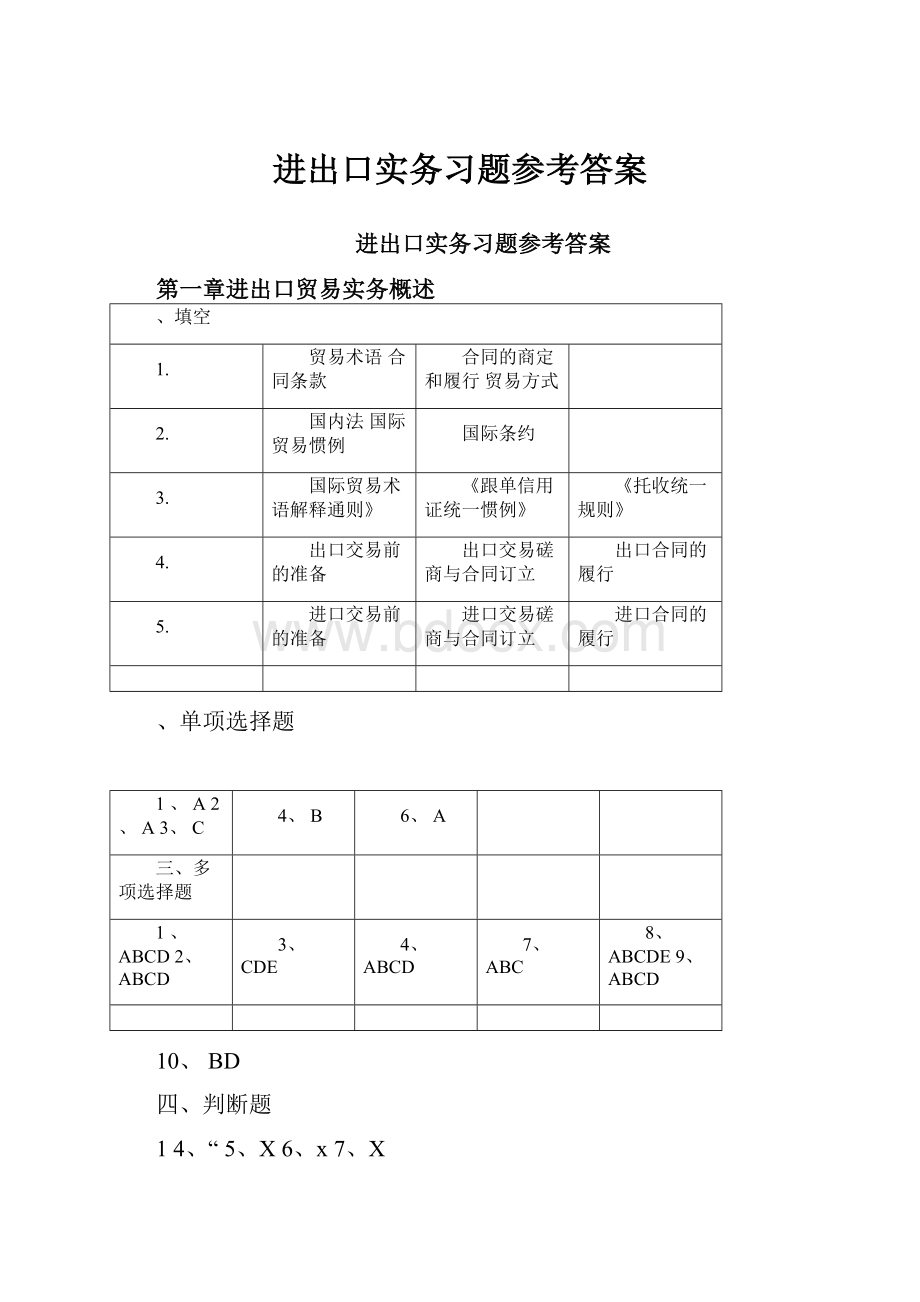 进出口实务习题参考答案.docx