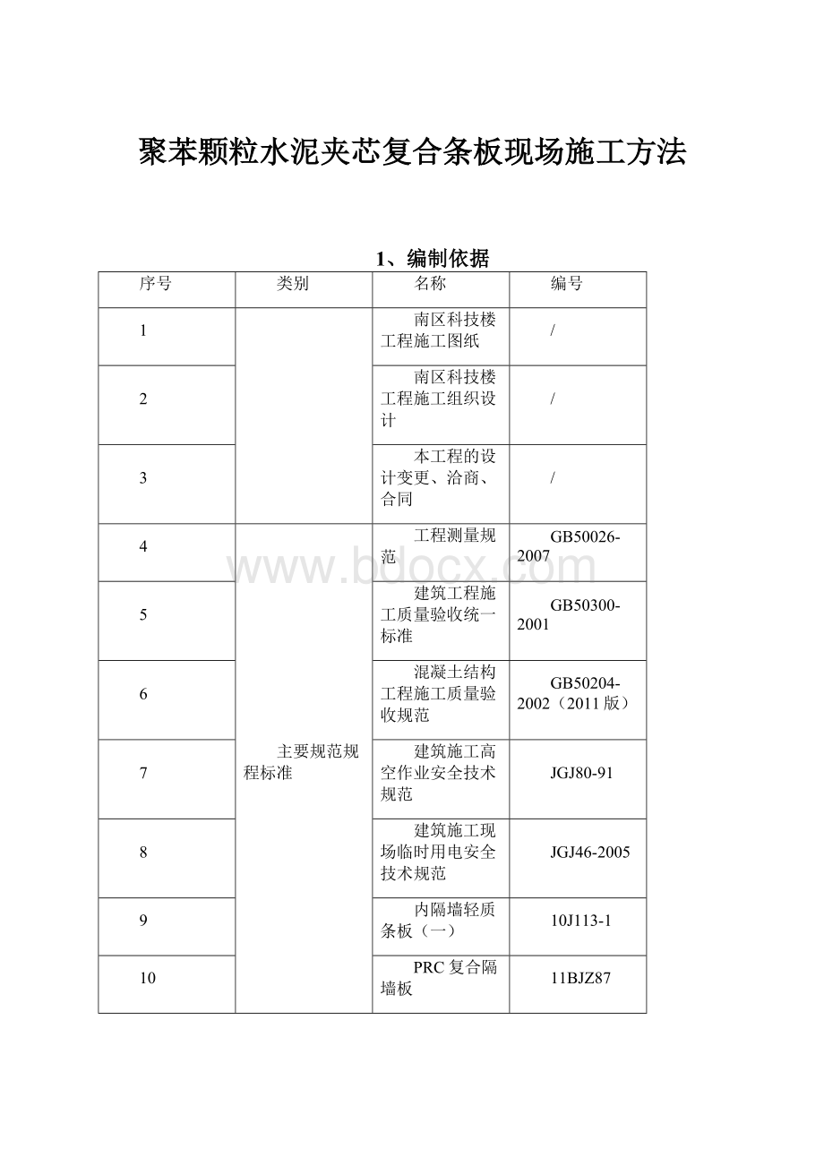 聚苯颗粒水泥夹芯复合条板现场施工方法.docx_第1页