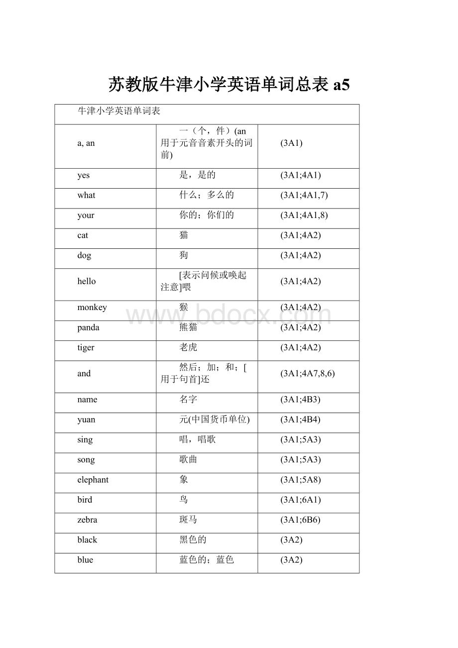 苏教版牛津小学英语单词总表a5.docx_第1页