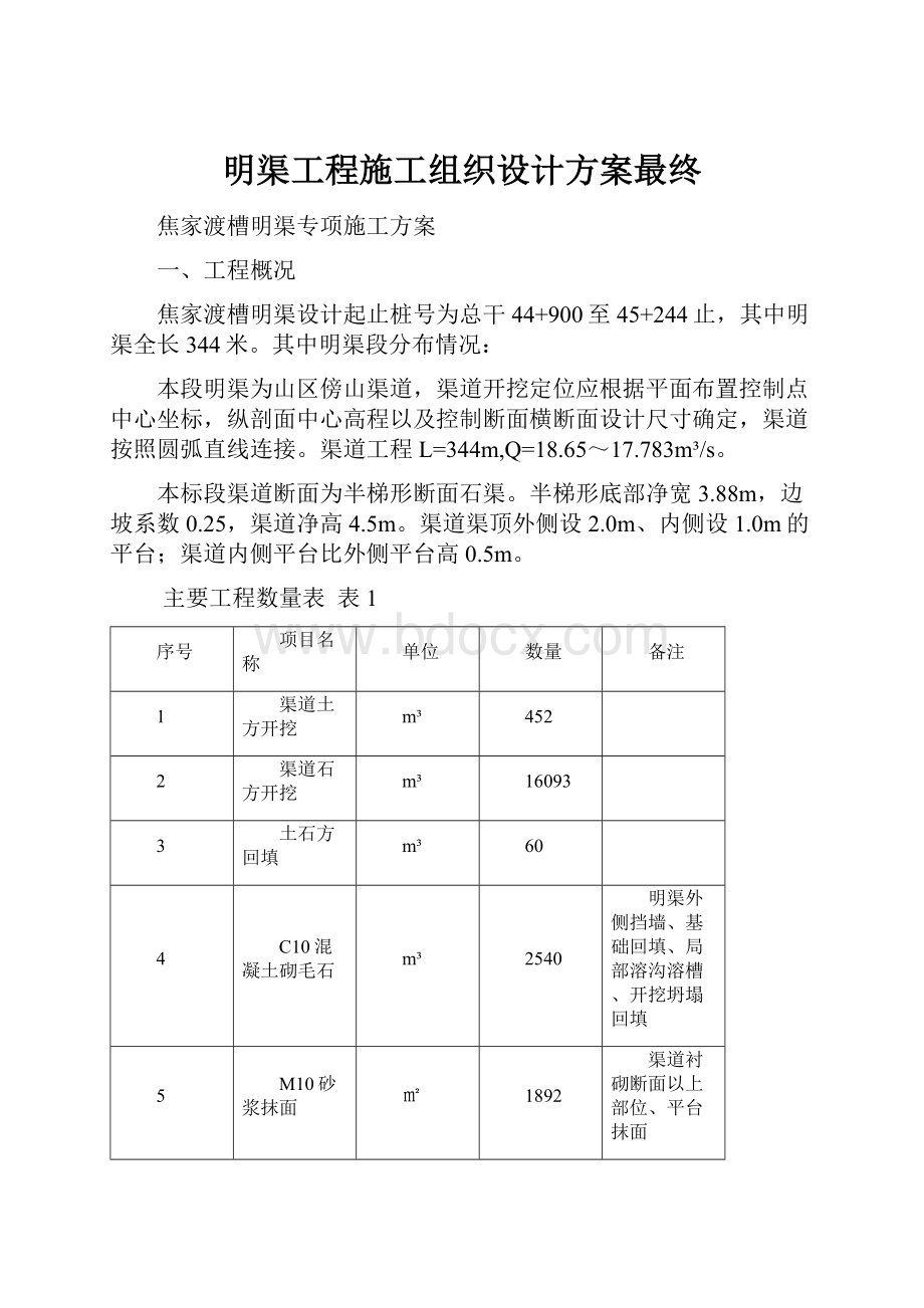 明渠工程施工组织设计方案最终.docx_第1页