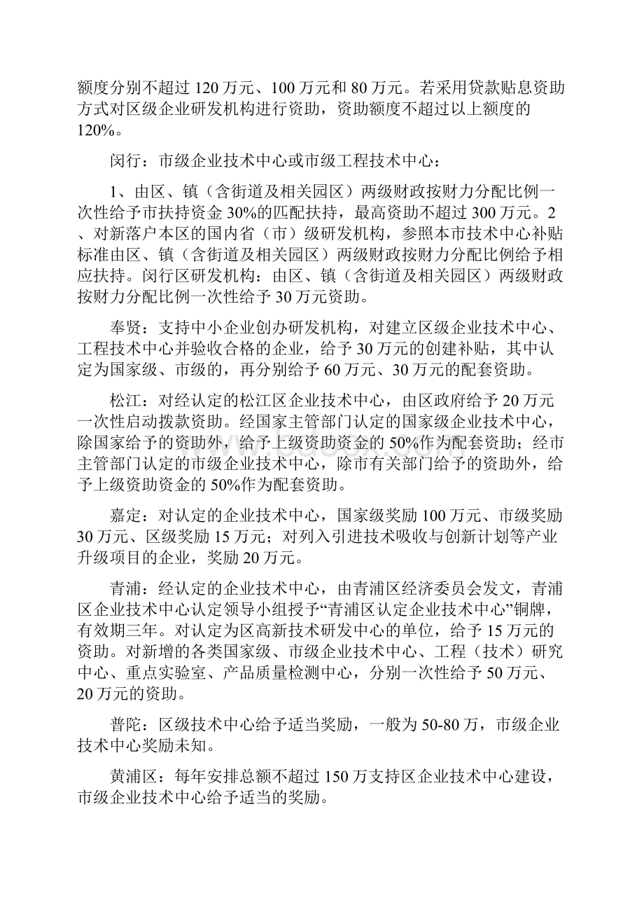 上海市各区研发机构技术中心认定条件和扶持力度政策汇编.docx_第3页